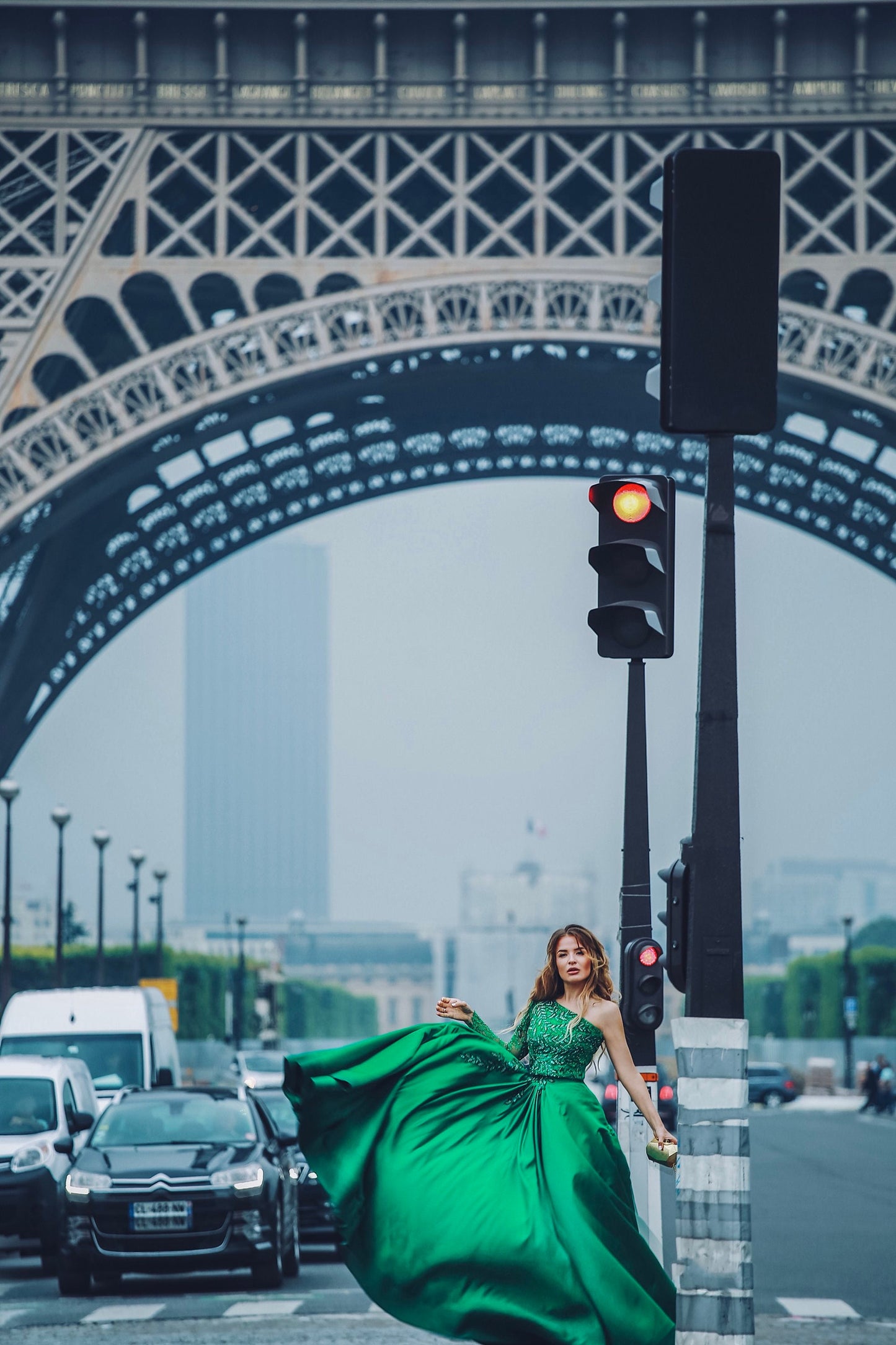 Emerald evening Dress / Fit & Flare Prom Dress Long / Custom Embroidered Maxi Dress / One Shoulder evening gown / Maxi Dress with a slit