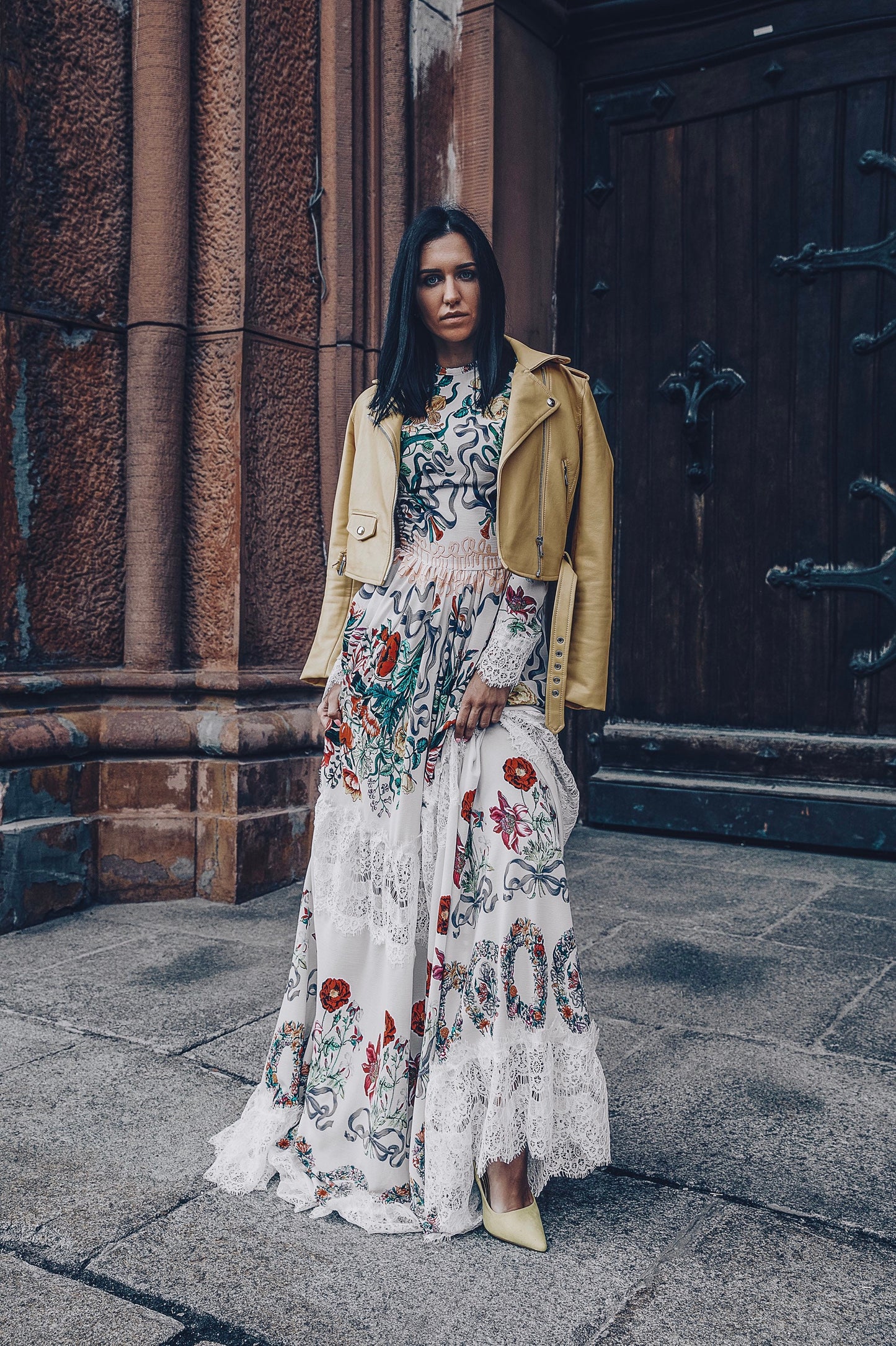 White Floral Sequin Bridesmaid Pinafore Embroidered Dress / Silk Romantic Floor Length Long Sleeve Dress / Rustic Boho Chic Evening Gown