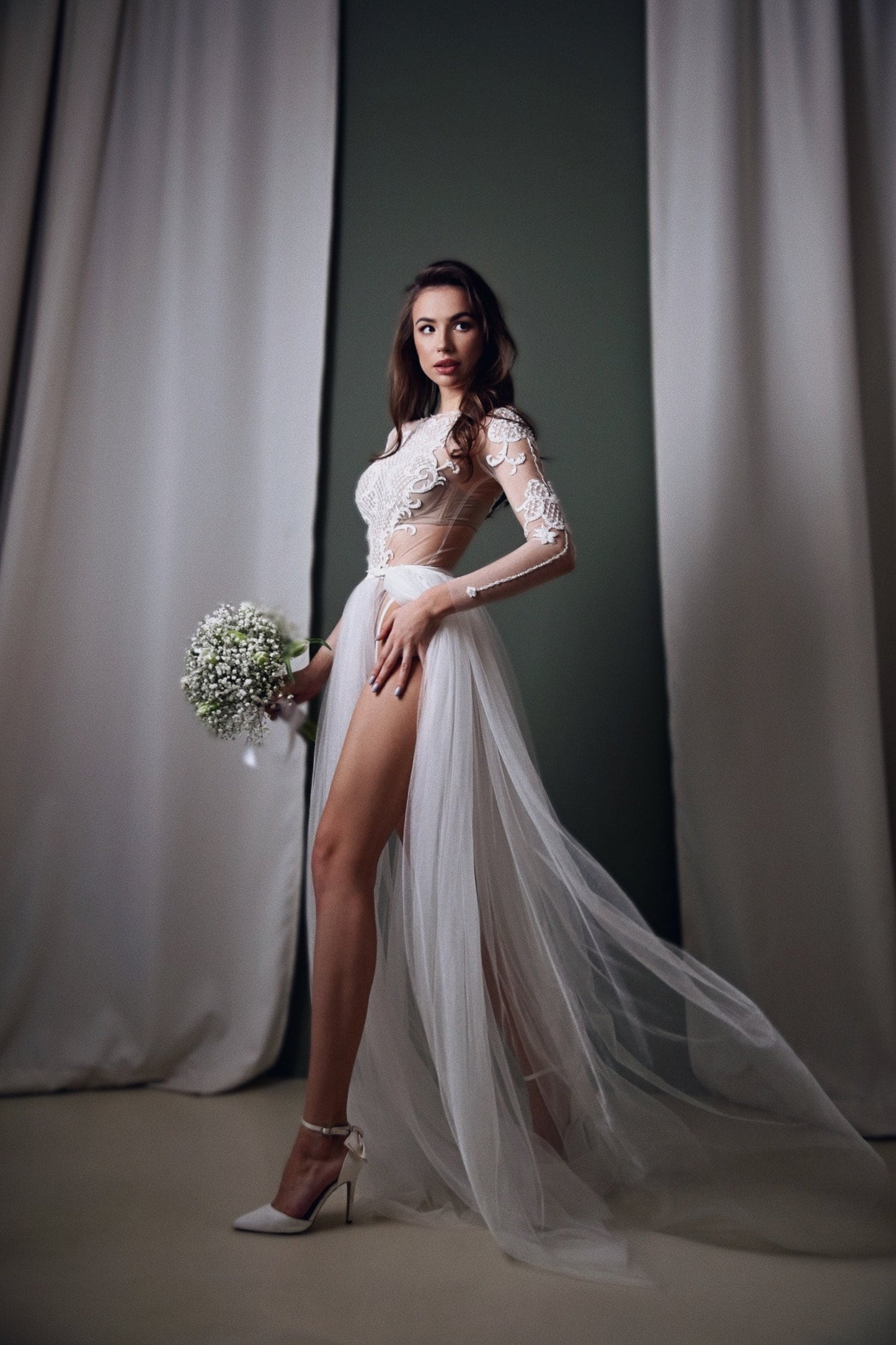 Wedding Bodysuit , bridal bodysuit, Bridal jumpsuit, lace wedding bodysuit, wedding bodysuit separate, wedding bodysuit long sleeves