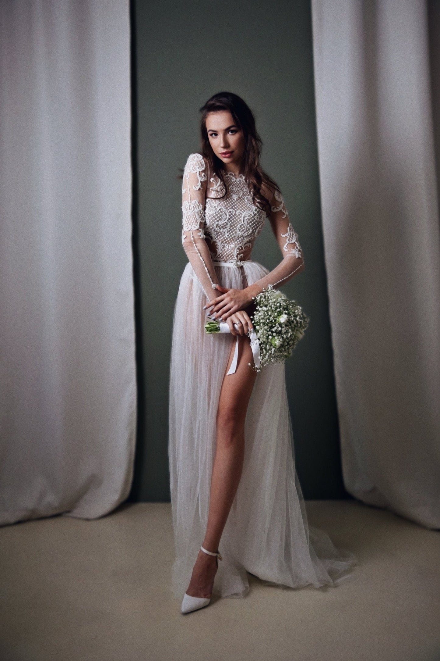Wedding Bodysuit , bridal bodysuit, Bridal jumpsuit, lace wedding bodysuit, wedding bodysuit separate, wedding bodysuit long sleeves