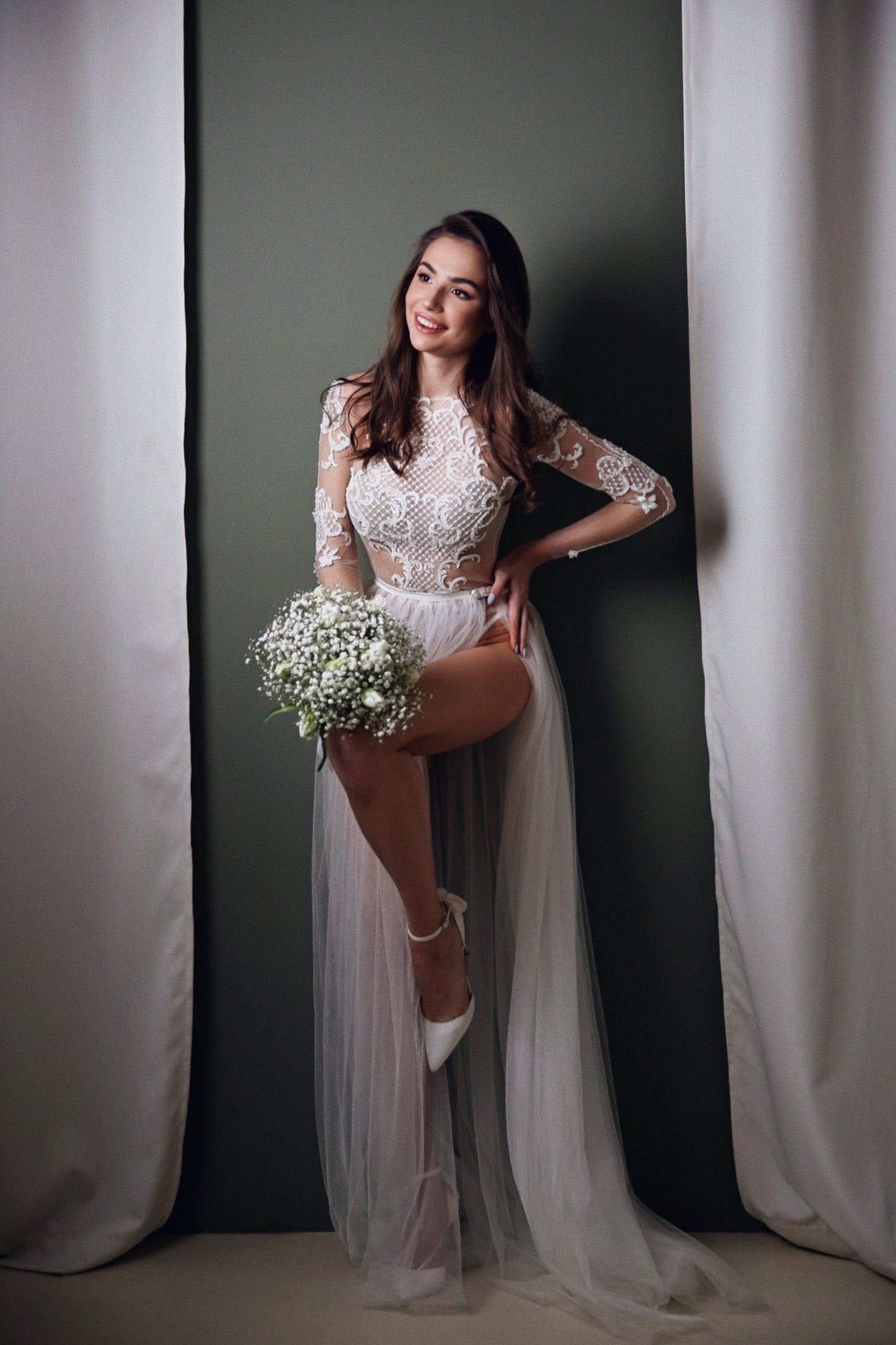 Wedding Bodysuit , bridal bodysuit, Bridal jumpsuit, lace wedding bodysuit, wedding bodysuit separate, wedding bodysuit long sleeves