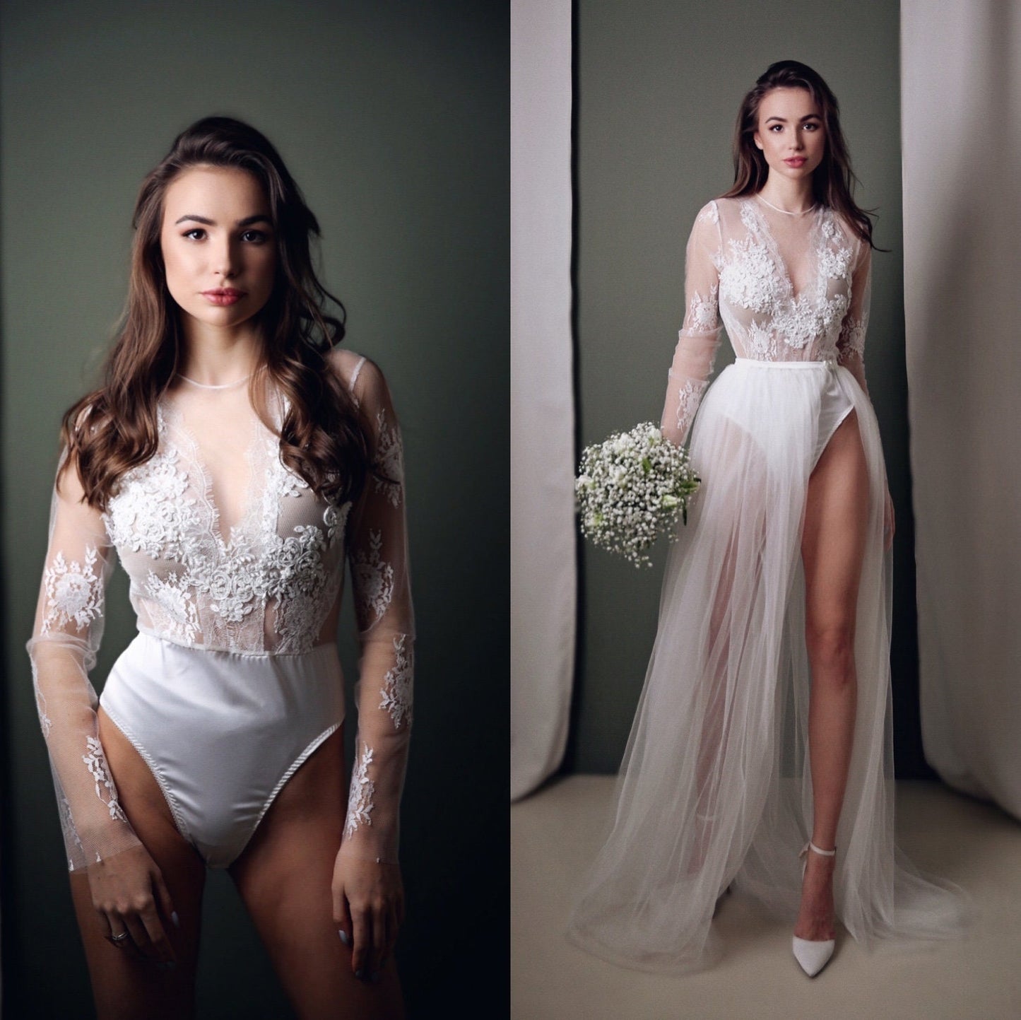 Wedding Bodysuit , bridal bodysuit, Bridal jumpsuit, lace wedding bodysuit, wedding bodysuit separate, wedding bodysuit long sleeves