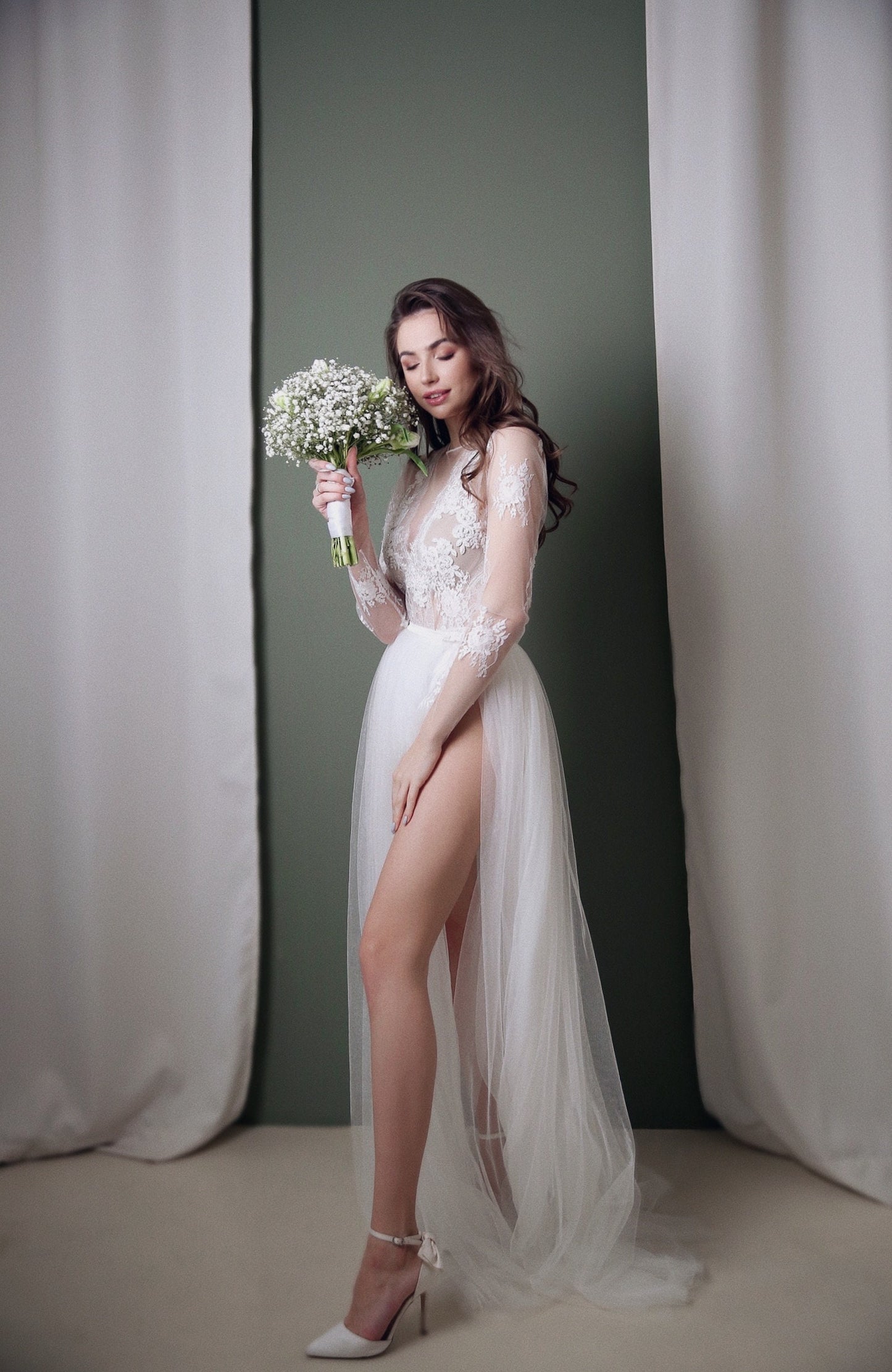 Wedding Bodysuit , bridal bodysuit, Bridal jumpsuit, lace wedding bodysuit, wedding bodysuit separate, wedding bodysuit long sleeves