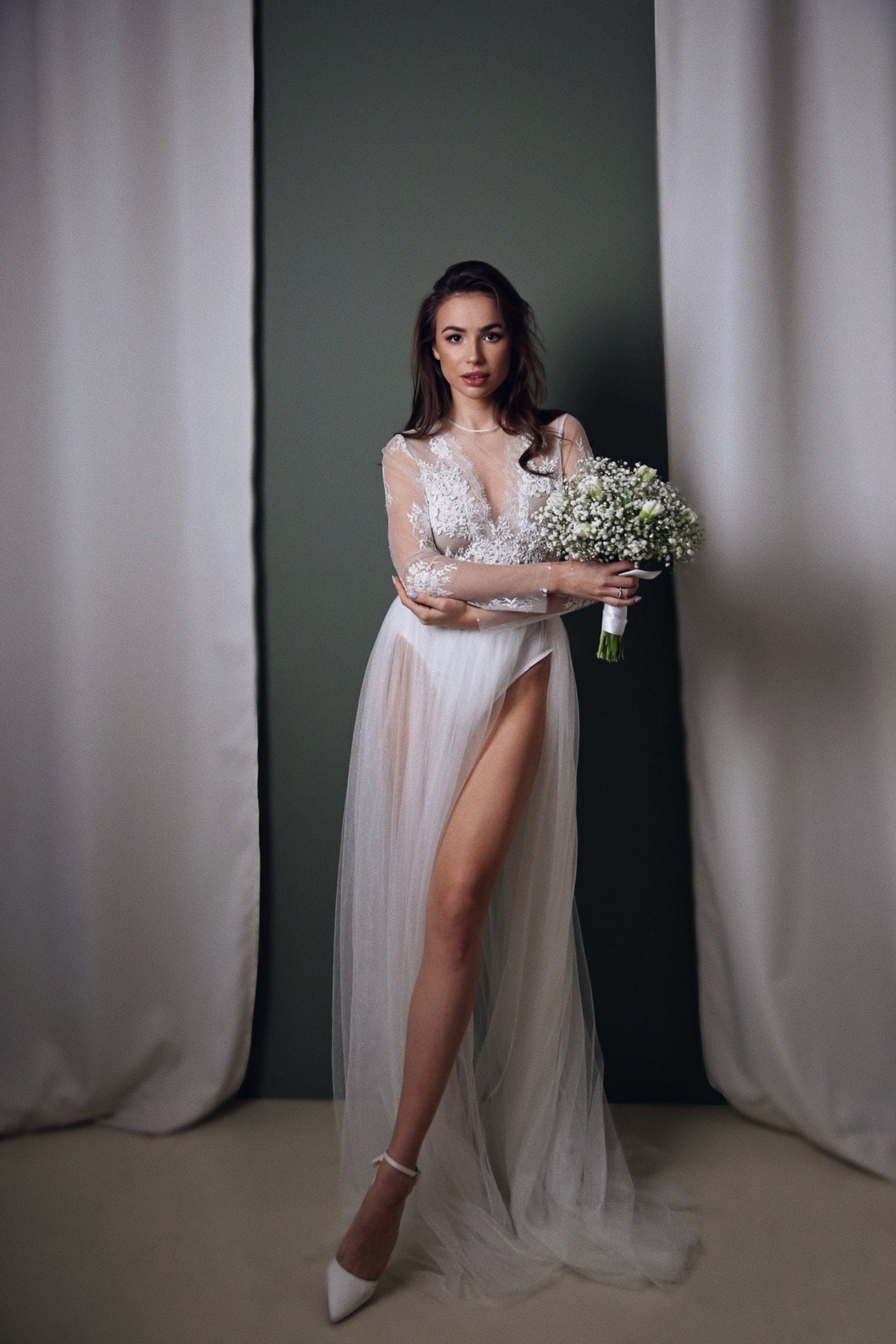 Wedding Bodysuit , bridal bodysuit, Bridal jumpsuit, lace wedding bodysuit, wedding bodysuit separate, wedding bodysuit long sleeves
