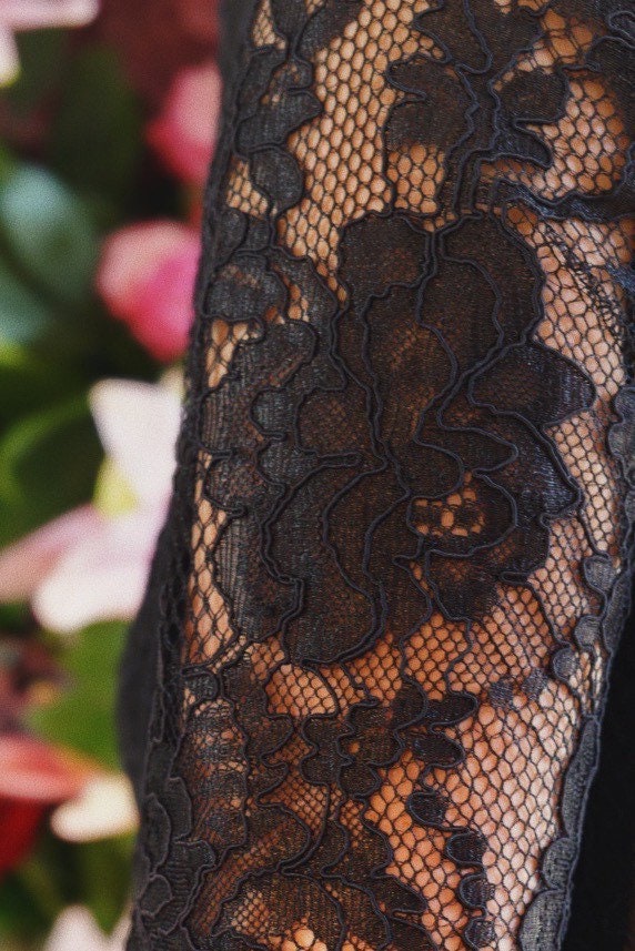 Black Wedding Dress, Goth wedding dress, Mermaid dress, Black lace dress long sleeves, Minimal lace dress