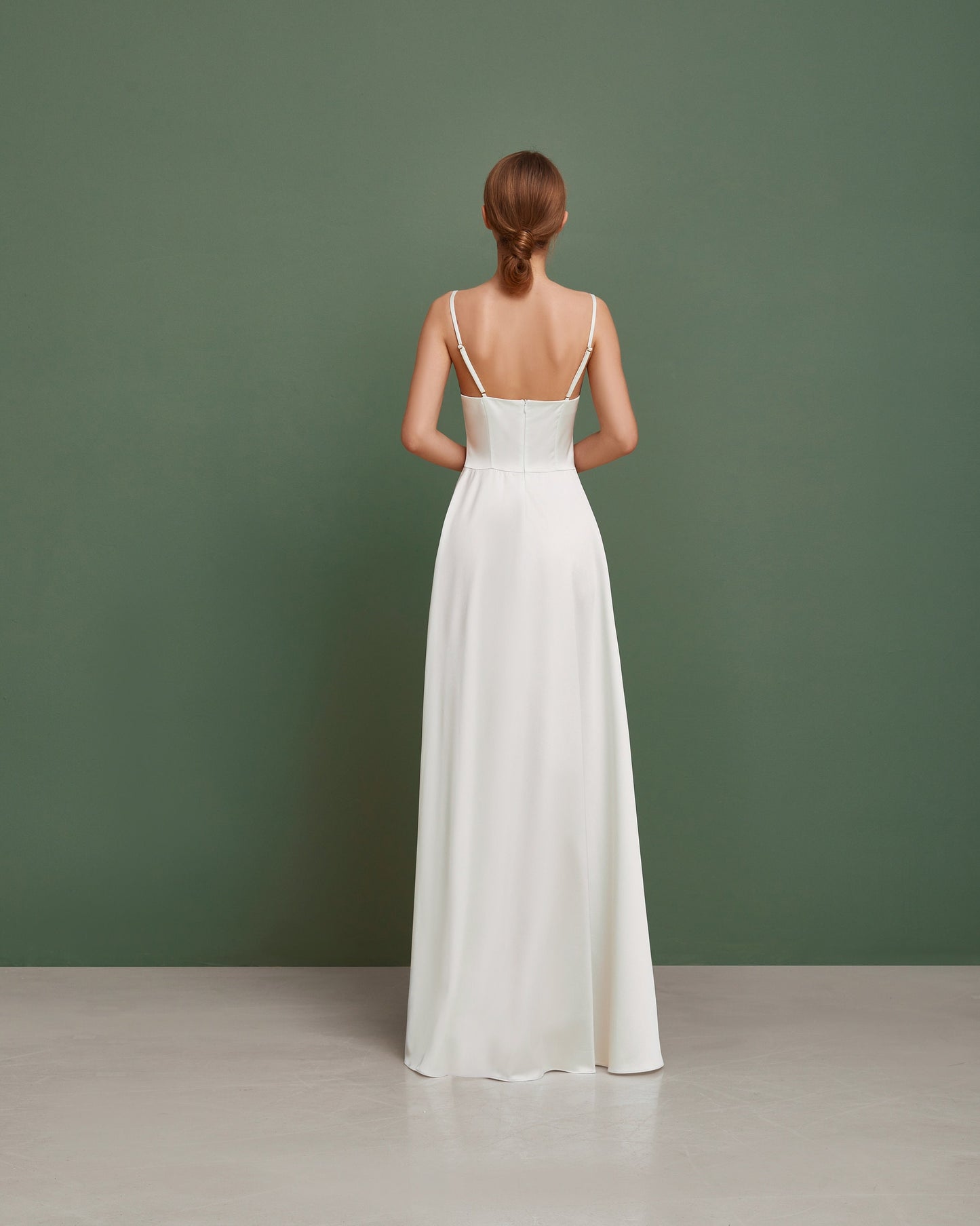 A Line wedding dress, simple wedding dress, satin wedding dress, casual wedding dress, minimalist wedding dress, modest boho wedding dress