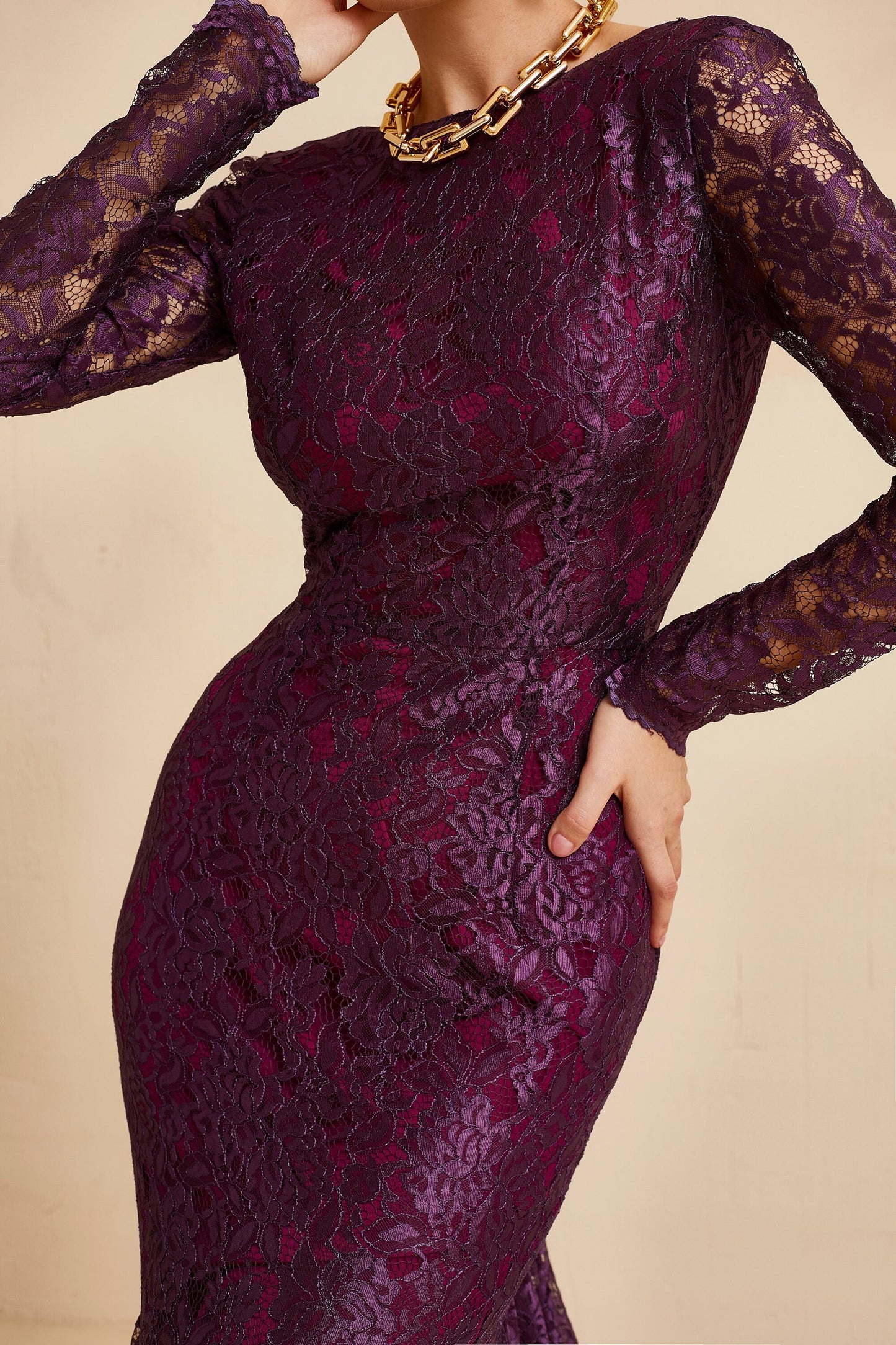 Purple wedding dress with long sleeves and open back, long train dress, evening gown with open back, bridesmaid dress, wedding guest outfit
