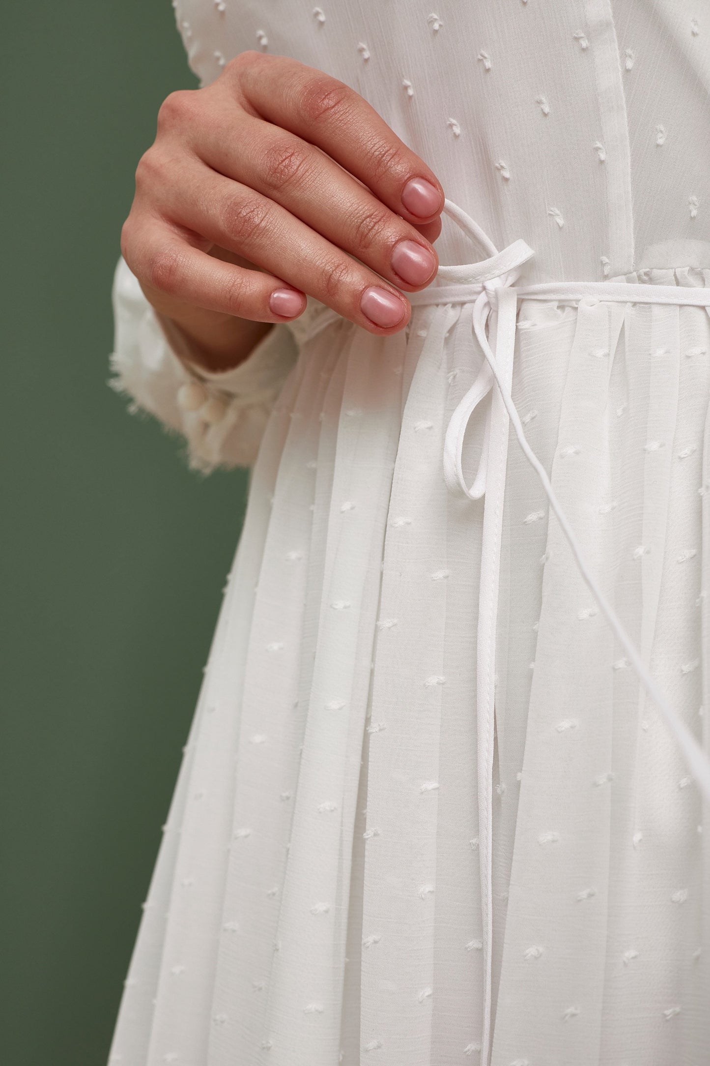 Simple wedding dress with long sleeves, polka dot wedding dress, rustic wedding gown, modest wedding gown