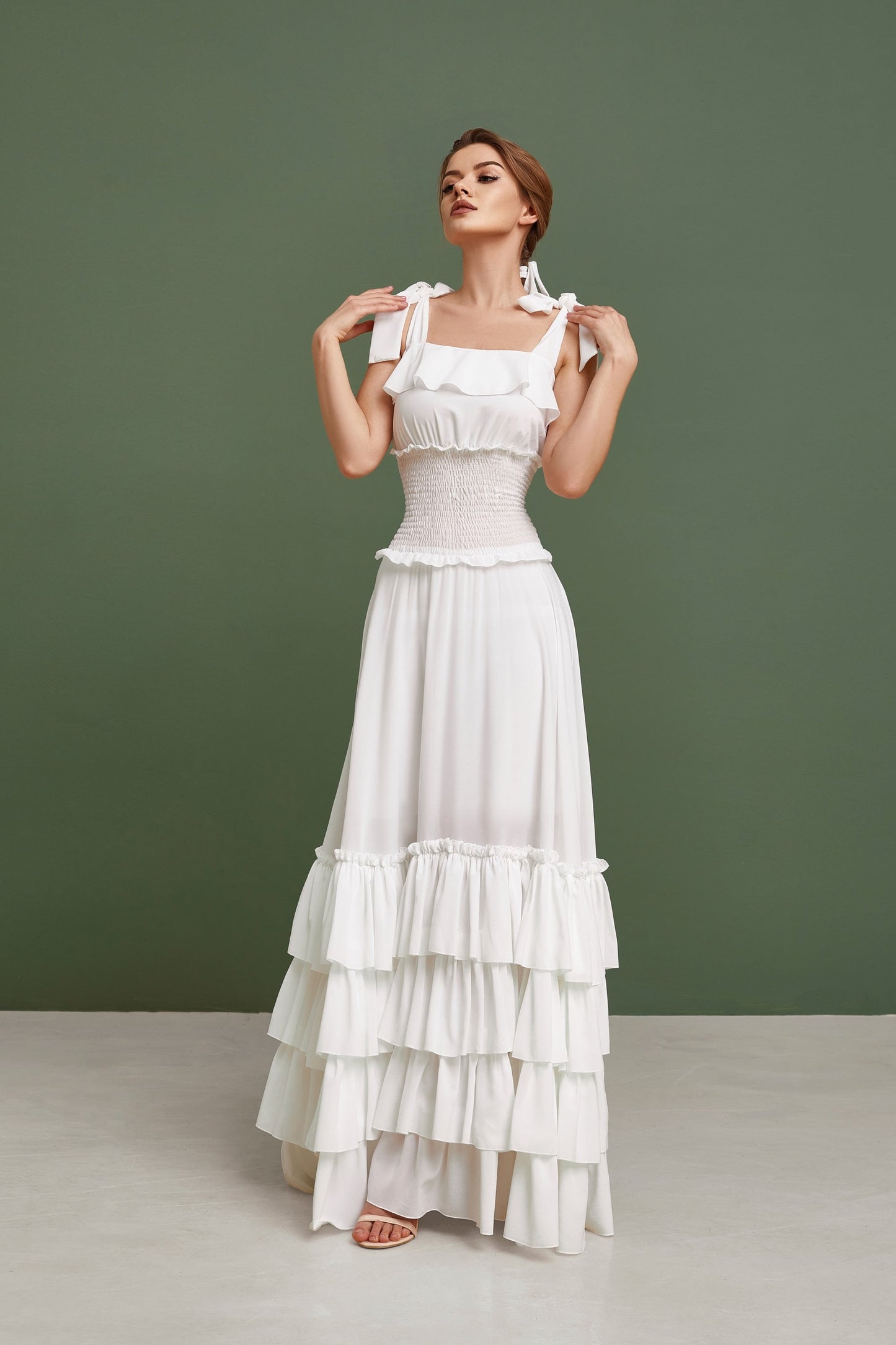 Simple wedding dress, Beach wedding dress, Summer wedding dress, Chiffon pinafore, Bohemian wedding dress, Fit and flare modest wedding gown