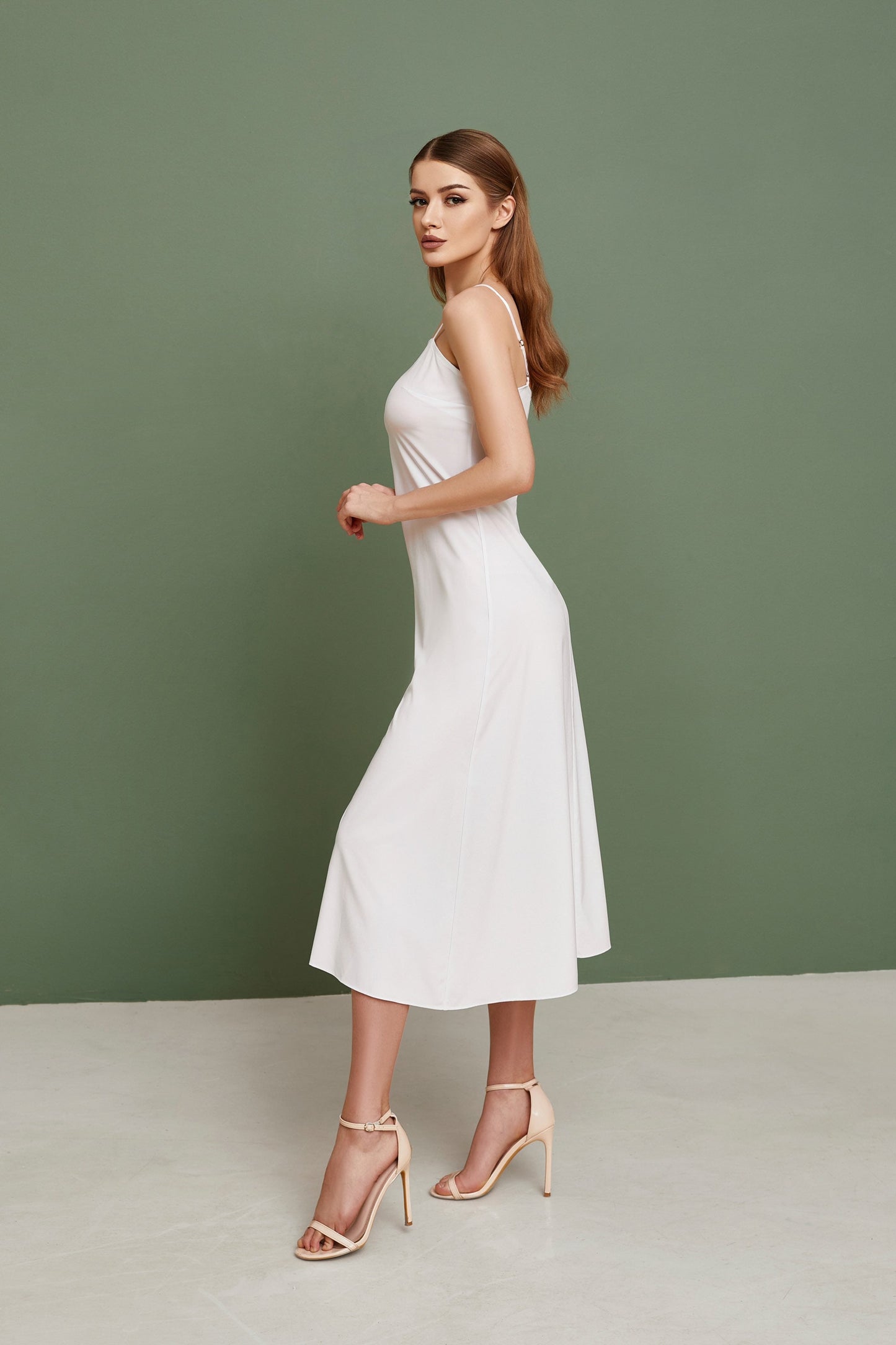 Simple wedding dress, chiffon wedding dress, Buttoned up ankle length with long sleeves and ruffled skirt dress, Gune Sax wedding gown