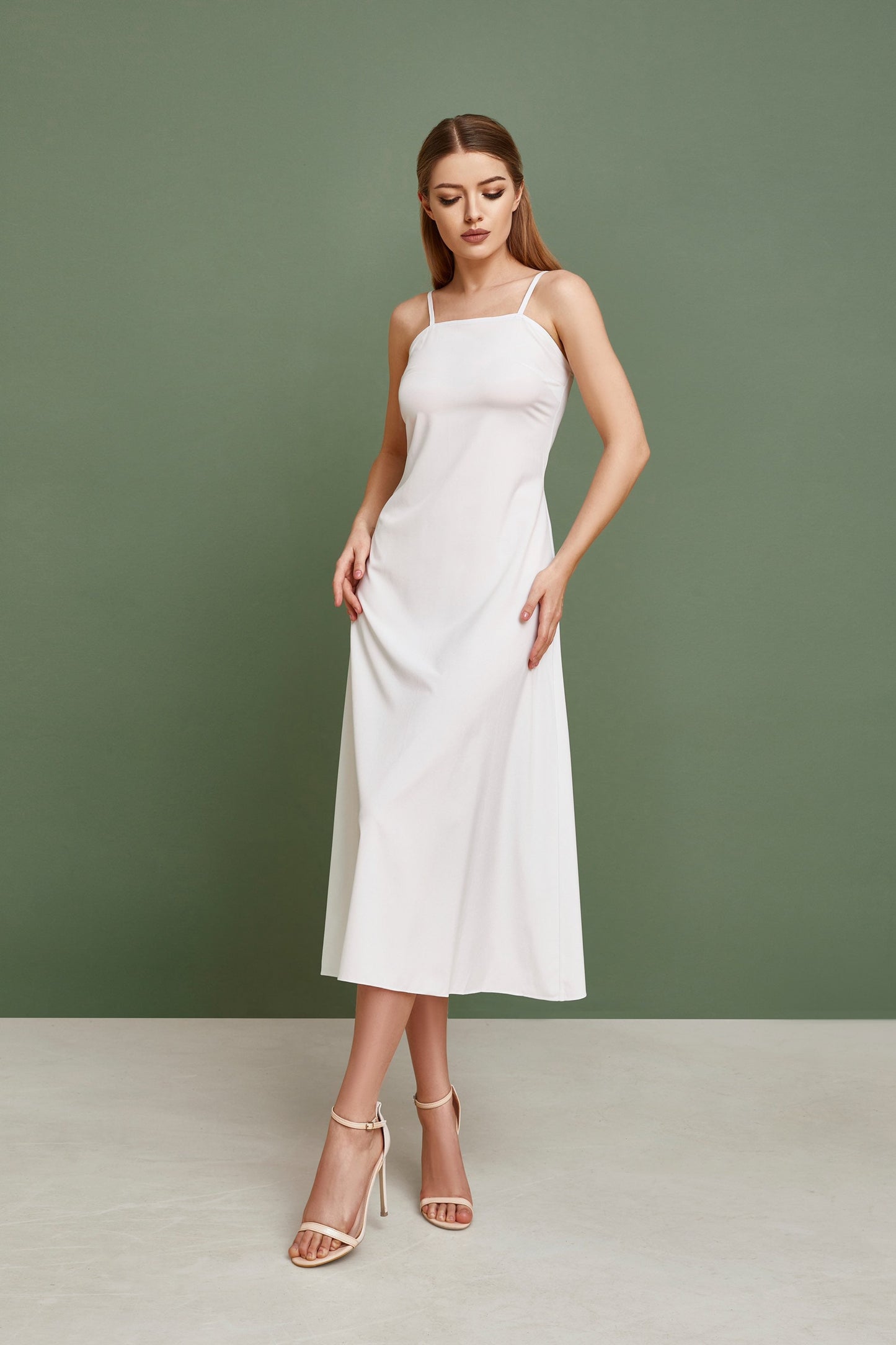Simple wedding dress, chiffon wedding dress, Buttoned up ankle length with long sleeves and ruffled skirt dress, Gune Sax wedding gown