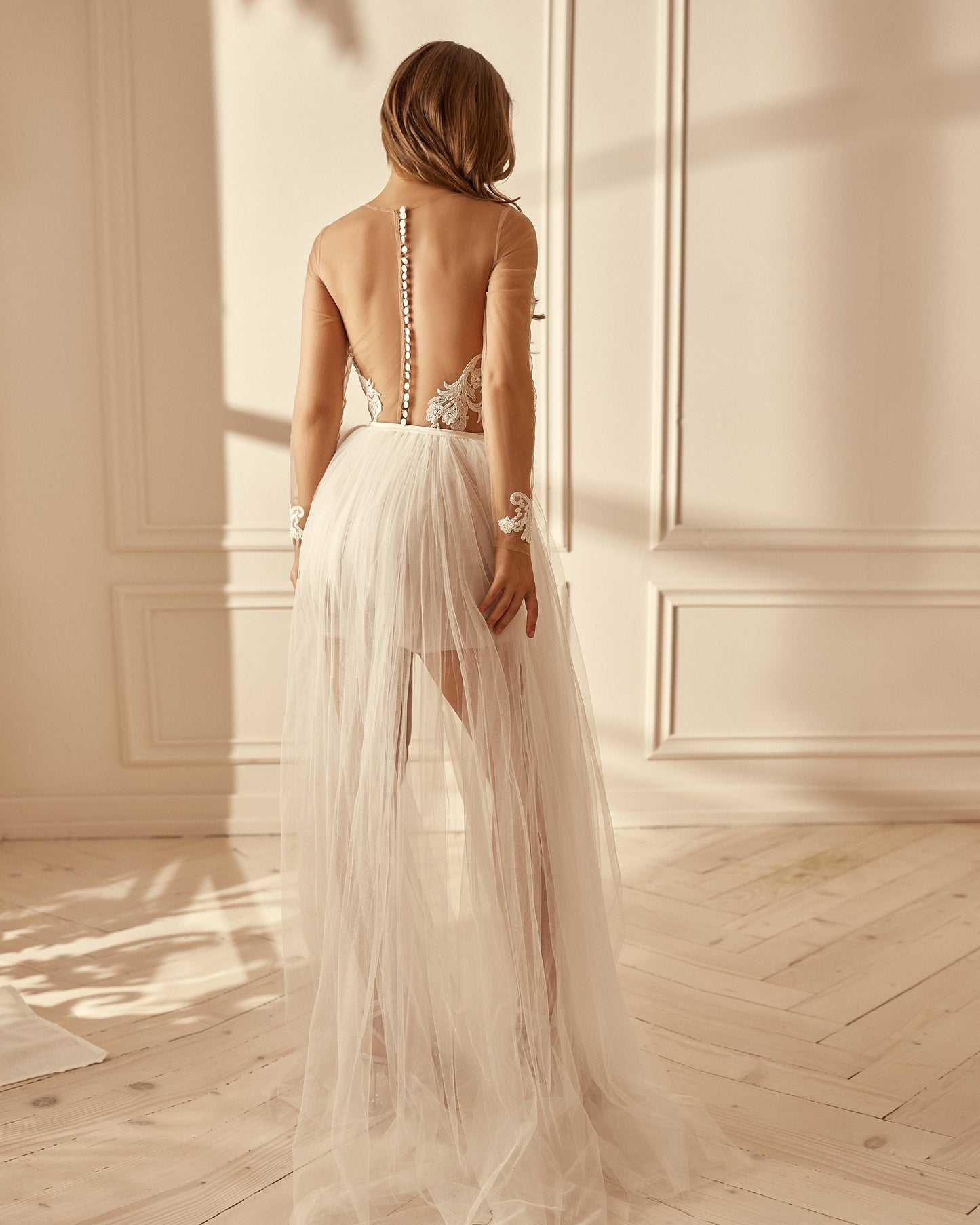Wedding romper with long sleeves, embroidered bridal bodysuit, lace bodysuit, wedding separates, bohemian wedding jumpsuit long sleeves