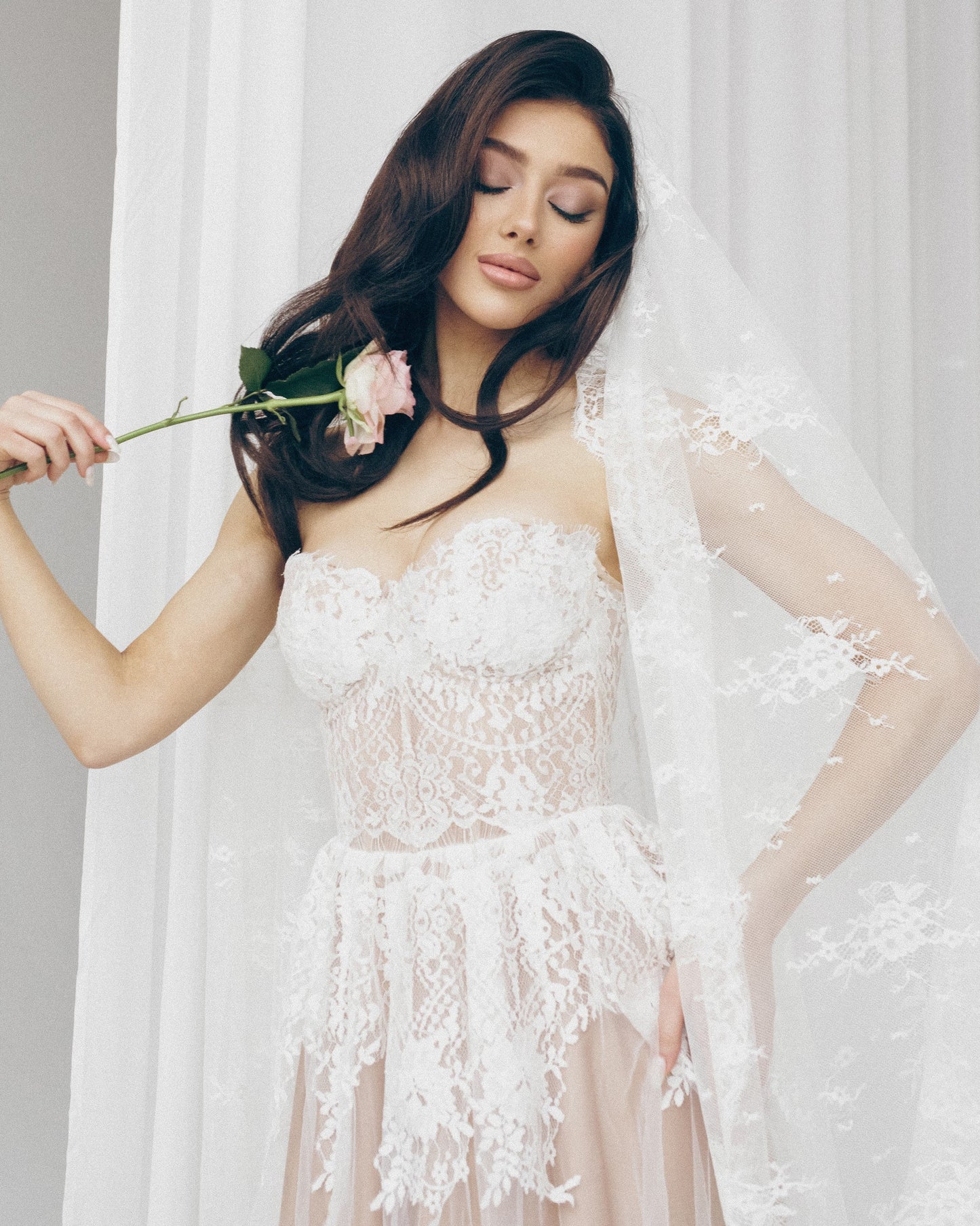 Beige Wedding dress, Boho Tan Wedding dress, Nude corset wedding gown, White Lace wedding dress, Fit and flare tulle dress for bride