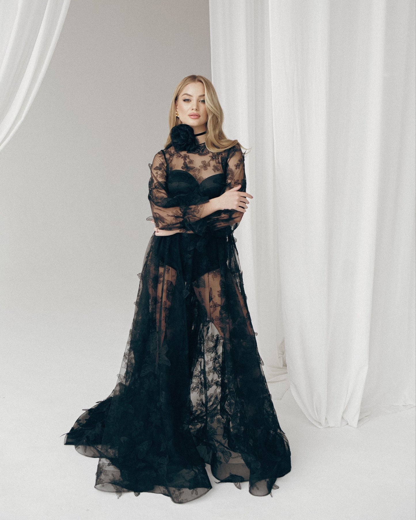 Black wedding dress, Gothic wedding dress, Goth bride dress, Black lace prom dress, Black tulle evening dress, Alternative bride gown