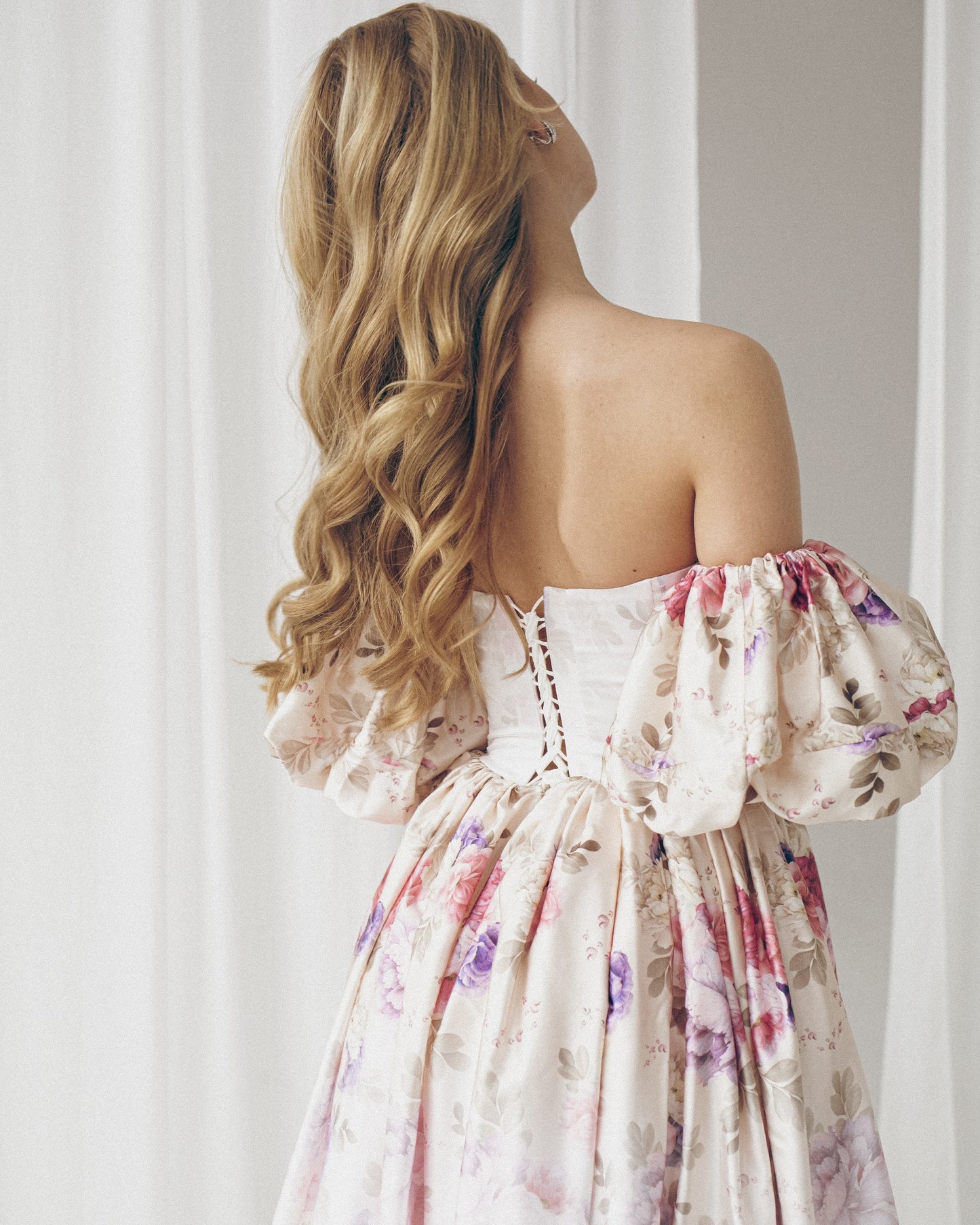 Alternative bride dress, Floral evening gown, Beige prom dress with detachable sleeves, bohemian wedding dress, summer gown, Homecoming gown