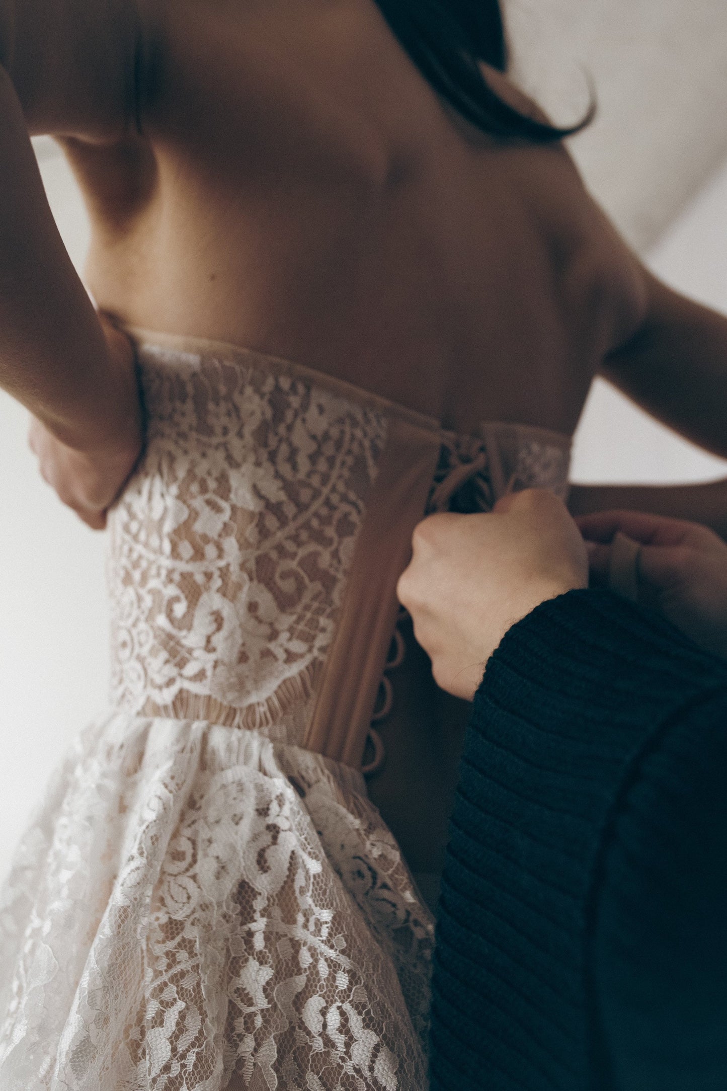 Beige Wedding dress, Boho Tan Wedding dress, Nude corset wedding gown, White Lace wedding dress, Fit and flare tulle dress for bride