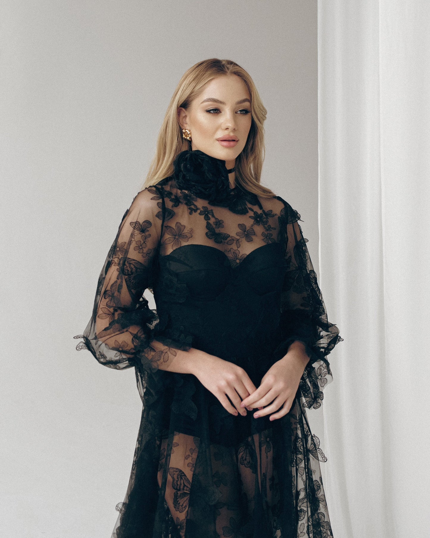 Black wedding dress, Gothic wedding dress, Goth bride dress, Black lace prom dress, Black tulle evening dress, Alternative bride gown