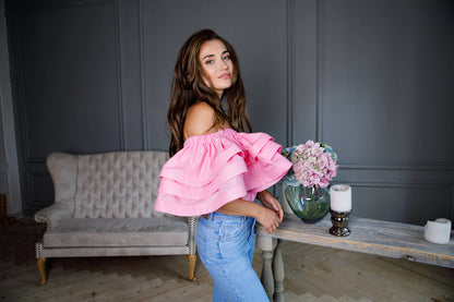 Alternative wedding outfit, Bridesmaid top, Wedding separates, Bohemian wedding off-shoulder top, Summer top