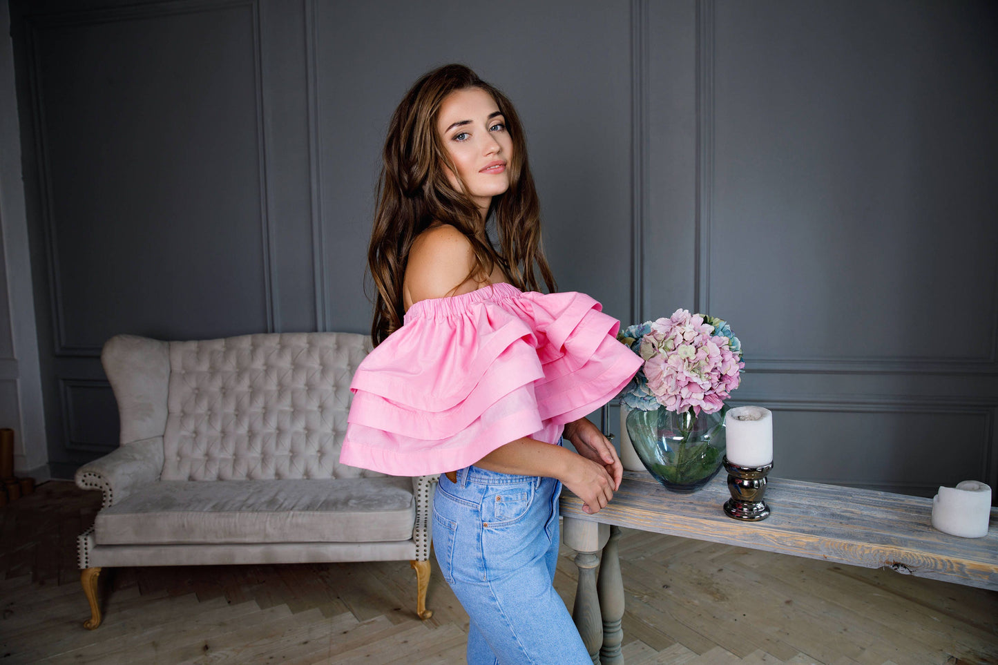 Alternative wedding outfit, Bridesmaid top, Wedding separates, Bohemian wedding off-shoulder top, Summer top