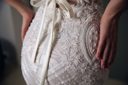 Boho wedding dress, Mermaid wedding dress , Beaded wedding dress, Lace wedding dress, Bohemian wedding dress, Embroidered tulle wedding gown