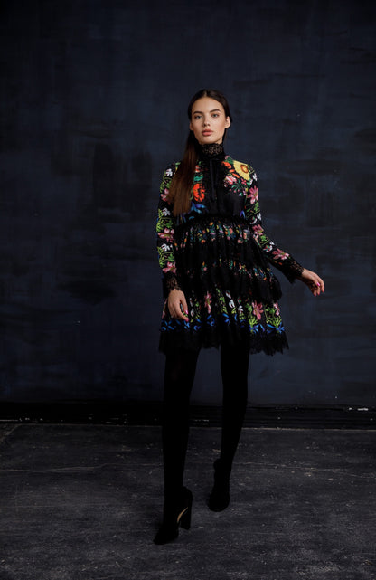 Wedding guest dress, Bridesmaid Dress, Bohemian floral Dress, Ruffle Tired Dress, Embroidered hippie dress, Mexican dress, flapper dress