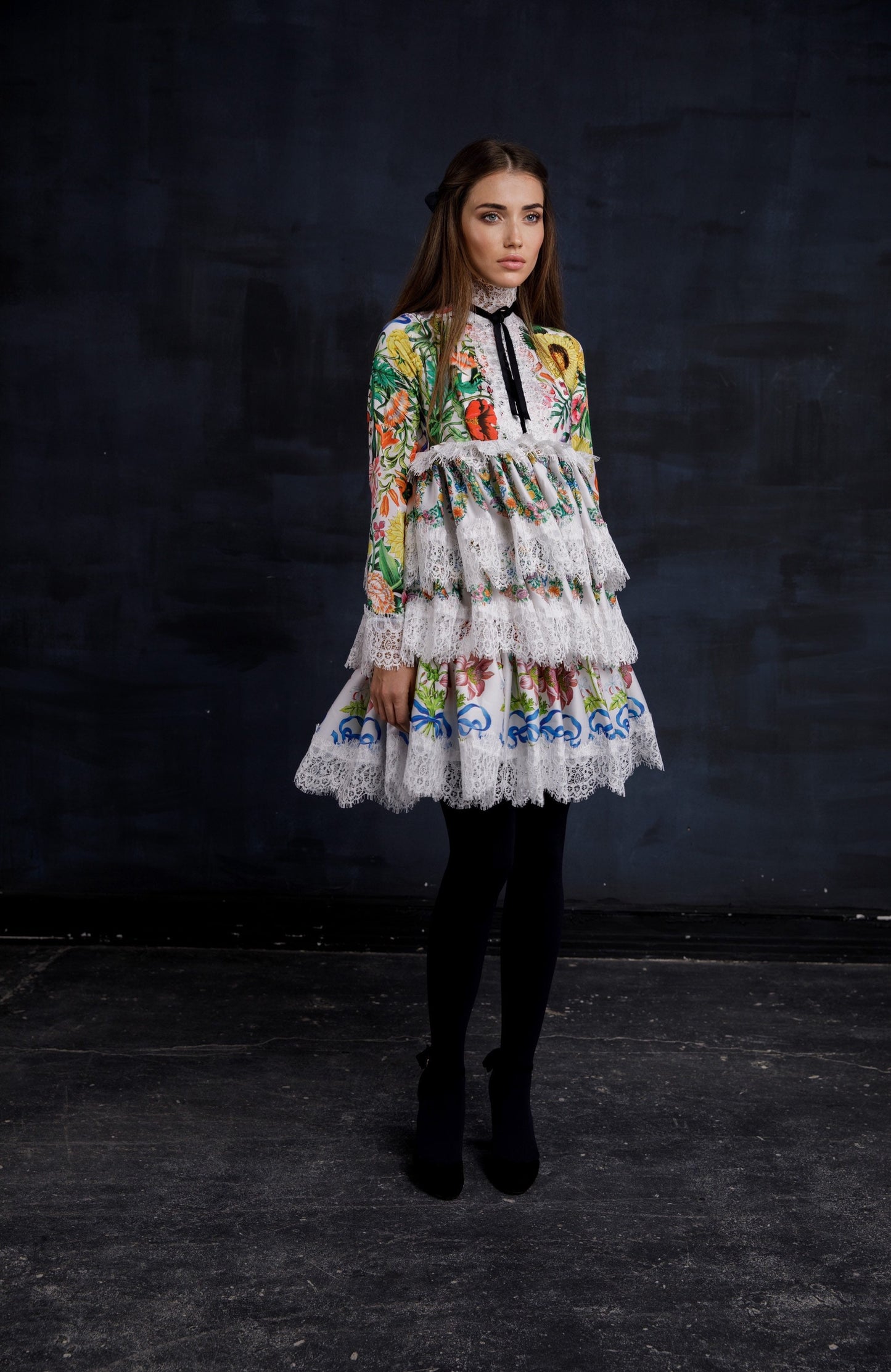 Wedding guest dress, Bridesmaid Dress, Bohemian floral Dress, Ruffle Tired Dress, Embroidered hippie dress, Mexican dress, flapper dress