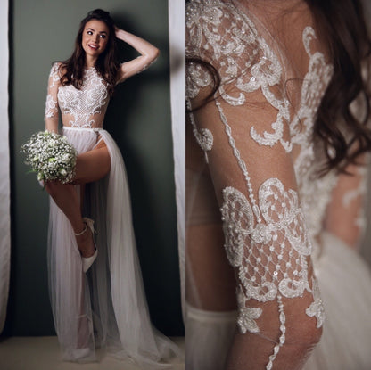 Wedding Bodysuit , bridal bodysuit, Bridal jumpsuit, lace wedding bodysuit, wedding bodysuit separate, wedding bodysuit long sleeves