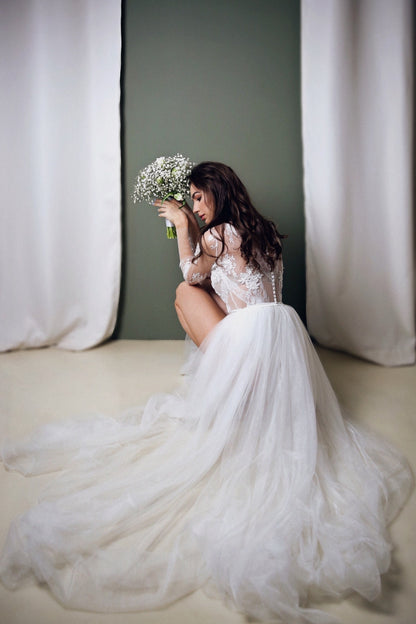 Wedding Bodysuit , bridal bodysuit, Bridal jumpsuit, lace wedding bodysuit, wedding bodysuit separate, wedding bodysuit long sleeves