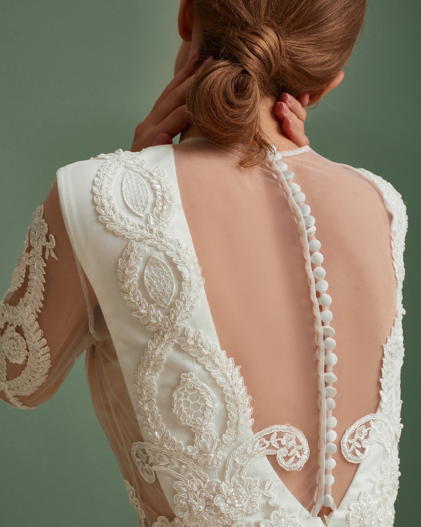 Mermaid wedding dress with long sleeves, V-neck satin wedding dress with open back, Silk embroidered wedding dress , tight wedding qown