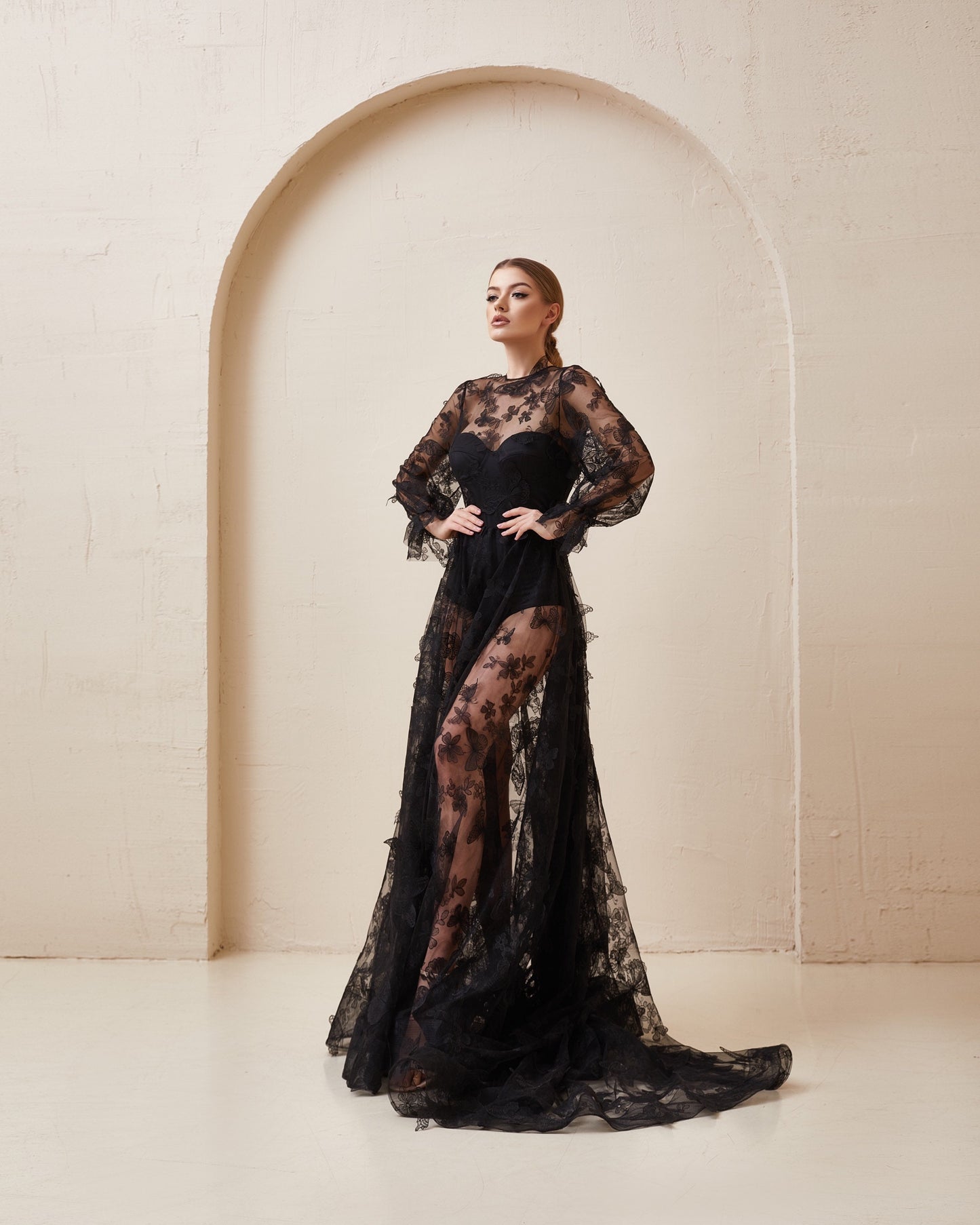 Black wedding dress, Gothic wedding dress, Goth bride dress, Black lace prom dress, Black tulle evening dress, Alternative bride gown