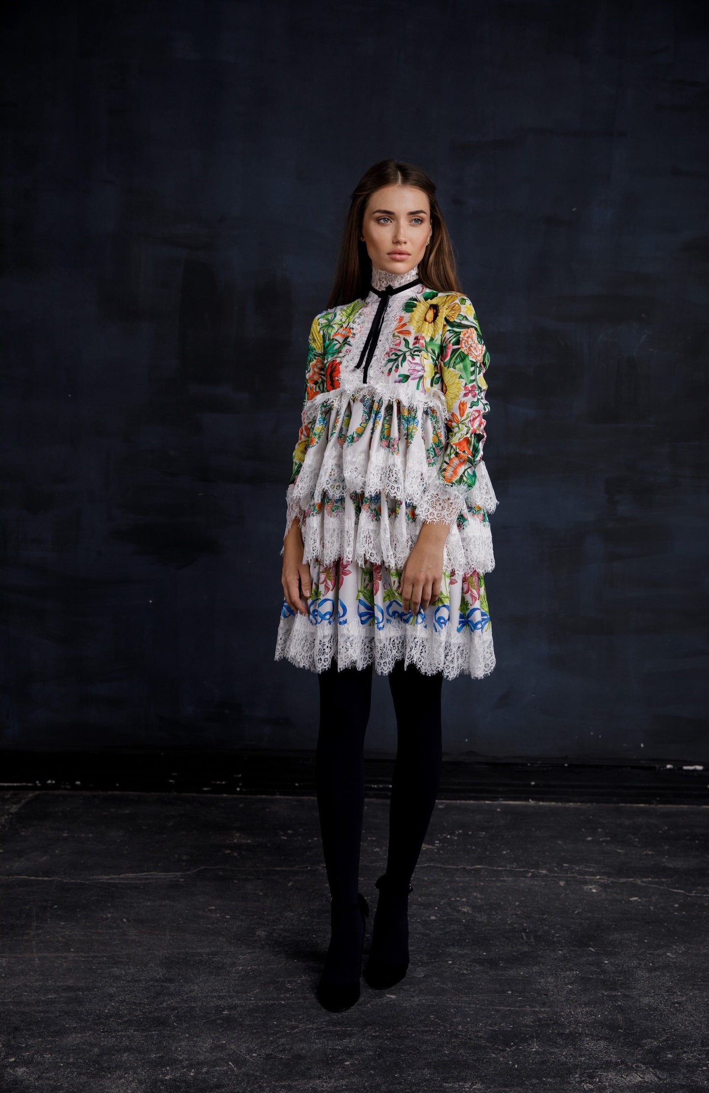 Wedding guest dress, Bridesmaid Dress, Bohemian floral Dress, Ruffle Tired Dress, Embroidered hippie dress, Mexican dress, flapper dress