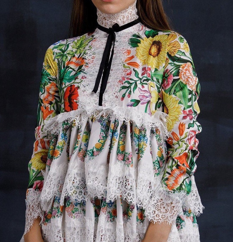 Wedding guest dress, Bridesmaid Dress, Bohemian floral Dress, Ruffle Tired Dress, Embroidered hippie dress, Mexican dress, flapper dress