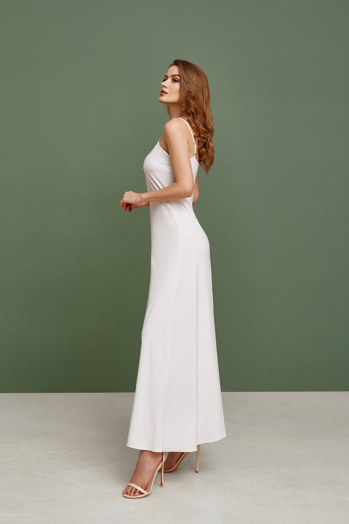 Wedding dress, simple wedding dress, white fit and flare long dress, modest wedding dress, casual wedding dress, bohemian wedding dress