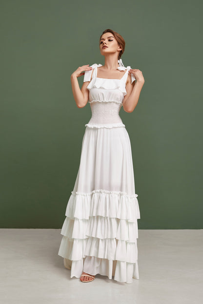 Simple wedding dress, Beach wedding dress, Summer wedding dress, Chiffon pinafore, Bohemian wedding dress, Fit and flare modest wedding gown