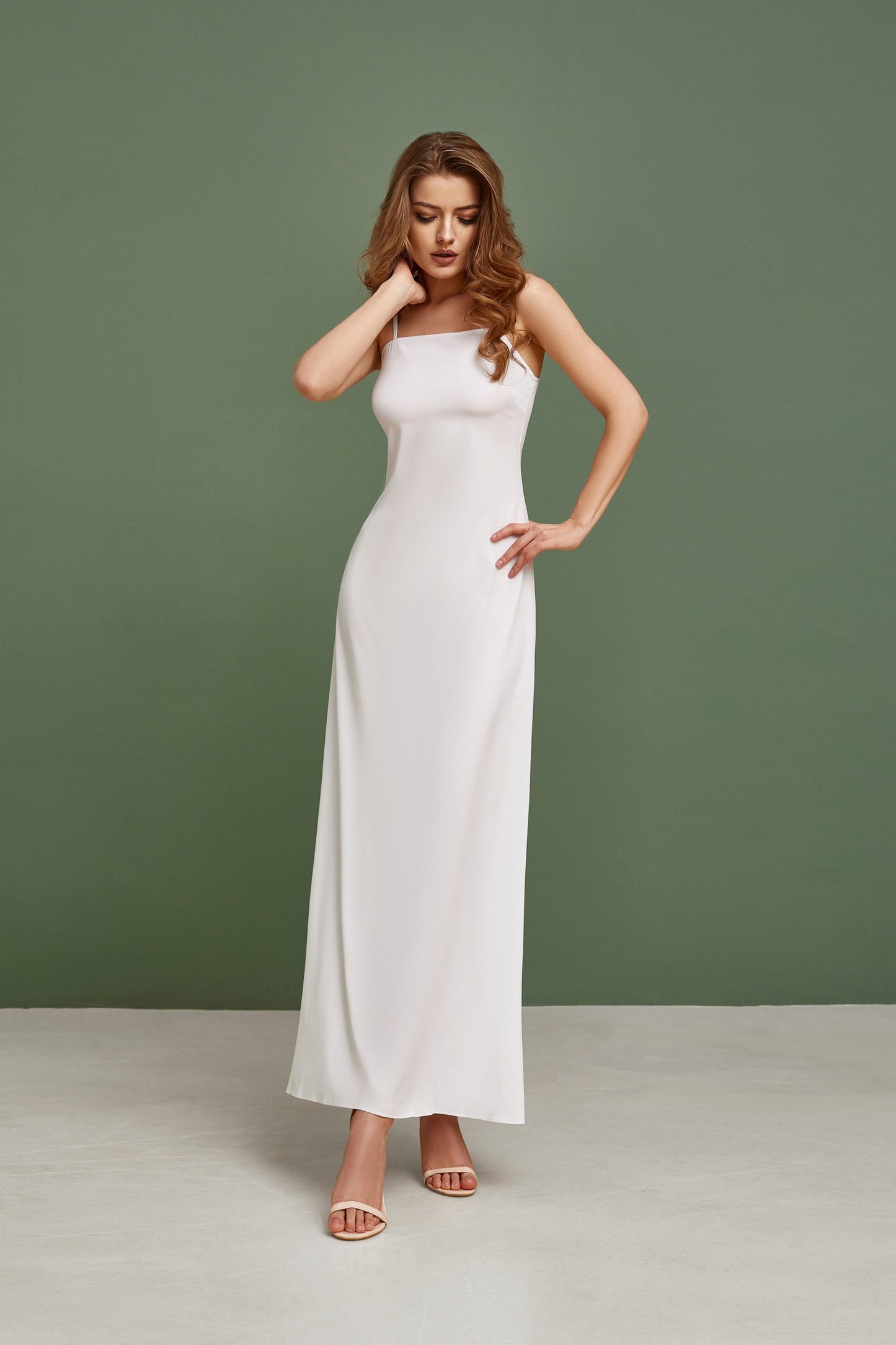 Wedding dress / simple wedding dress / white fit and flare long dress / modest wedding dress / casual wedding dress / bohemian wedding dress