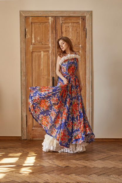 Linen wedding dress, folk wedding gown inspired by Ukrainian national costume, boho wedding dress, rustic wedding gown, floral wedding gown