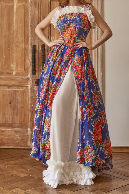 Linen wedding dress, folk wedding gown inspired by Ukrainian national costume, boho wedding dress, rustic wedding gown, floral wedding gown