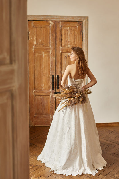 Bohemian linen wedding dress, Rustic wedding dress, Linen wedding gown,  Country wedding dress, Couture wedding dress