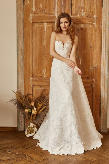 Bohemian linen wedding dress, Rustic wedding dress, Linen wedding gown,  Country wedding dress, Couture wedding dress