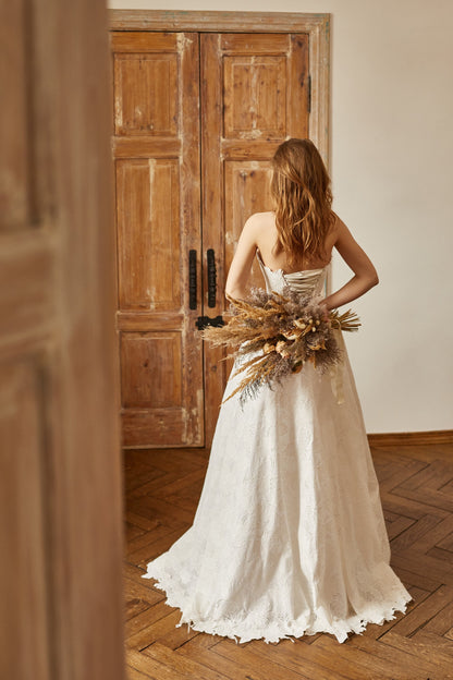 Bohemian linen wedding dress, Rustic wedding dress, Linen wedding gown,  Country wedding dress, Couture wedding dress