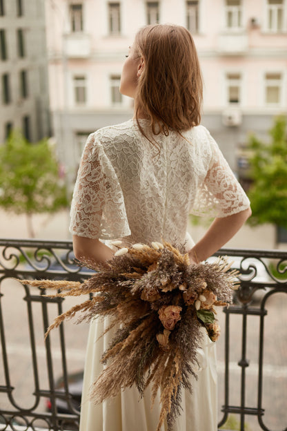 Wedding dress,  simple wedding dress, white fit and flare long dress, modest wedding dress, casual wedding dress, bohemian wedding dress
