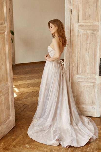 Silver Cape and wedding dress, Alternative bride wedding separates, Bohemian wedding gown, Evening dress Cover, queen prom dress