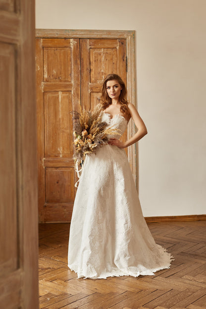 Bohemian linen wedding dress, Rustic wedding dress, Linen wedding gown,  Country wedding dress, Couture wedding dress