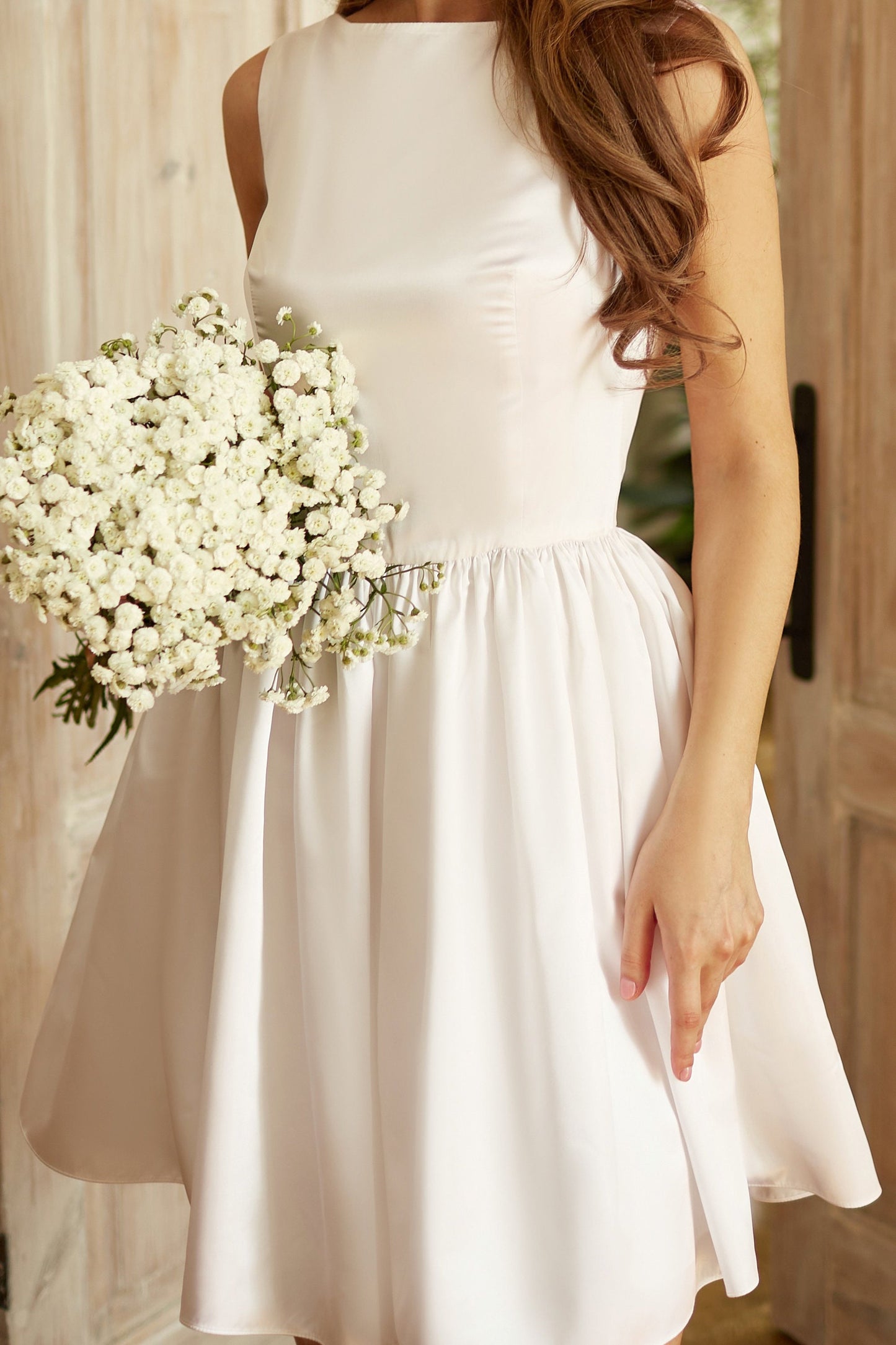 Short sleeveless wedding dress , Casual wedding dress, 60s wedding dress, minimalist wedding dress