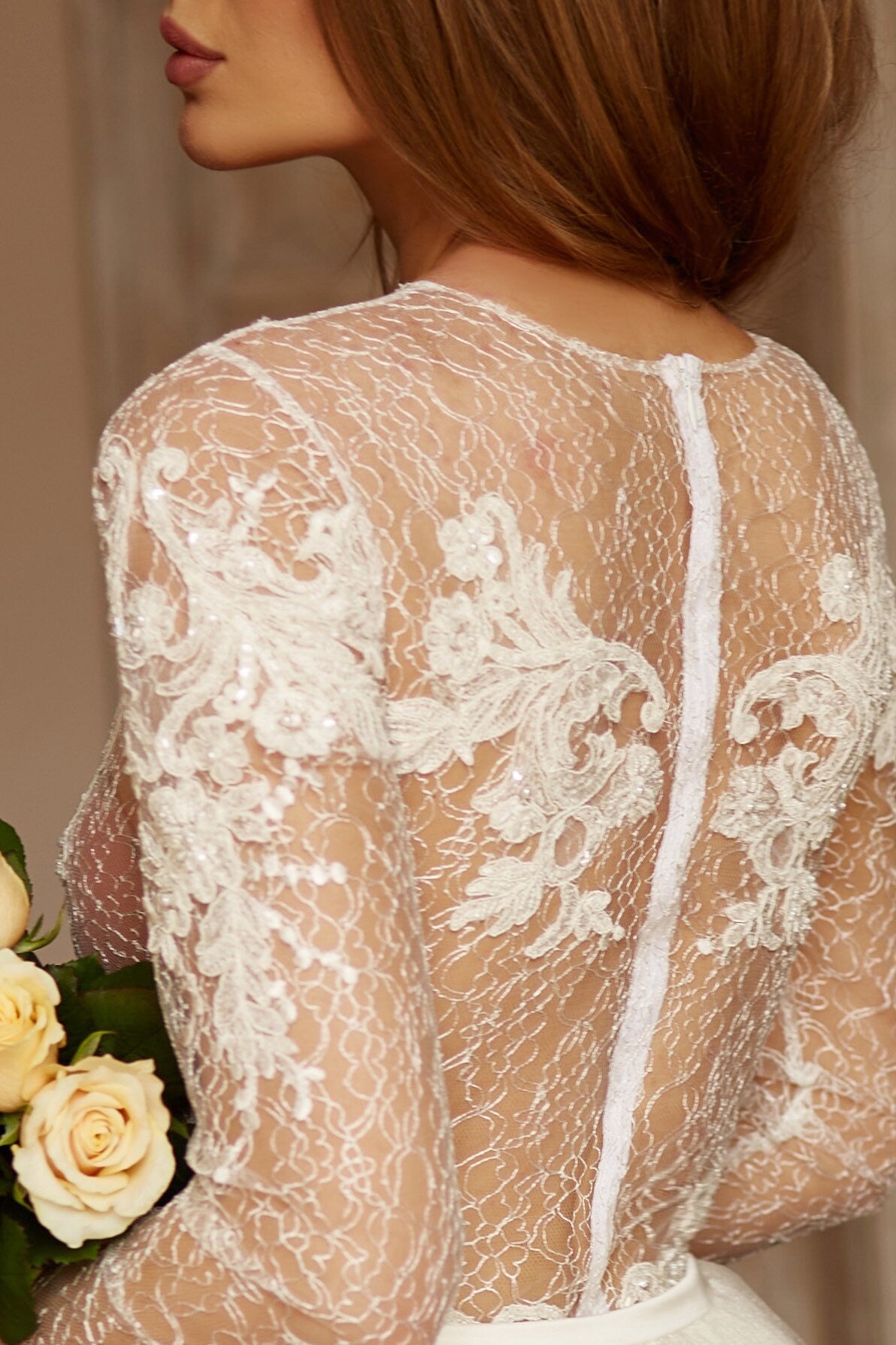 Wedding romper with long sleeves, embroidered bridal bodysuit, lace bodysuit, wedding separates, bohemian  wedding jumpsuit  long sleeves