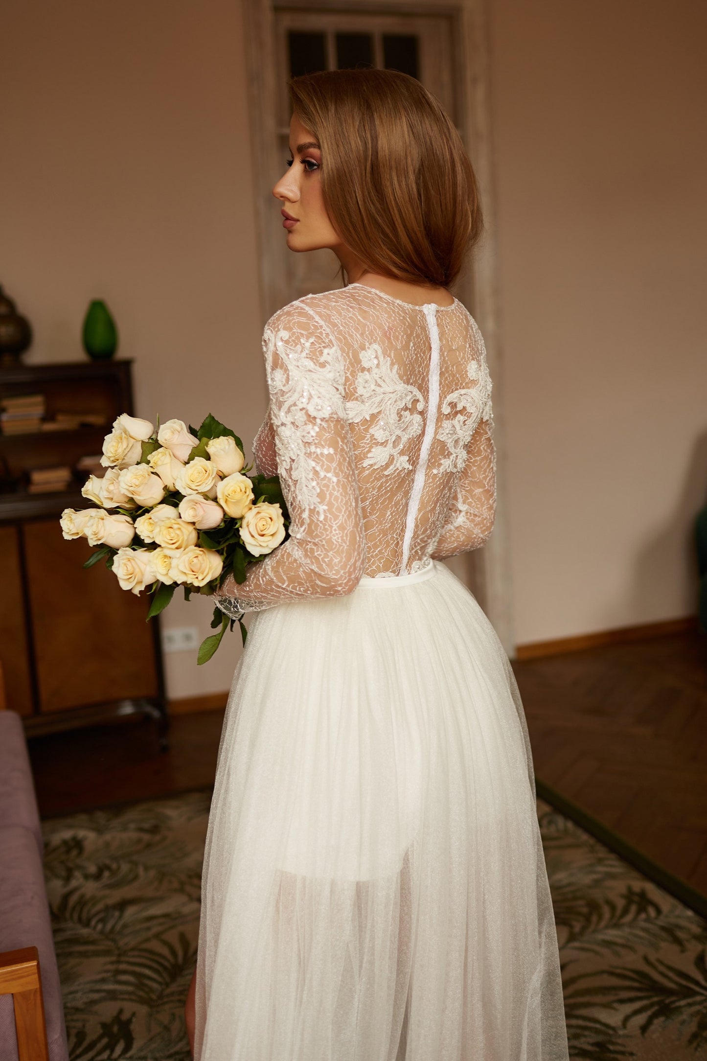 Wedding romper with long sleeves, embroidered bridal bodysuit, lace bodysuit, wedding separates, bohemian  wedding jumpsuit  long sleeves