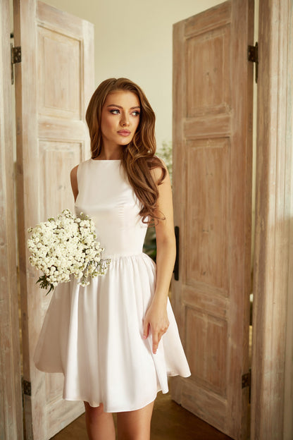 Short sleeveless wedding dress , Casual wedding dress, 60s wedding dress, minimalist wedding dress