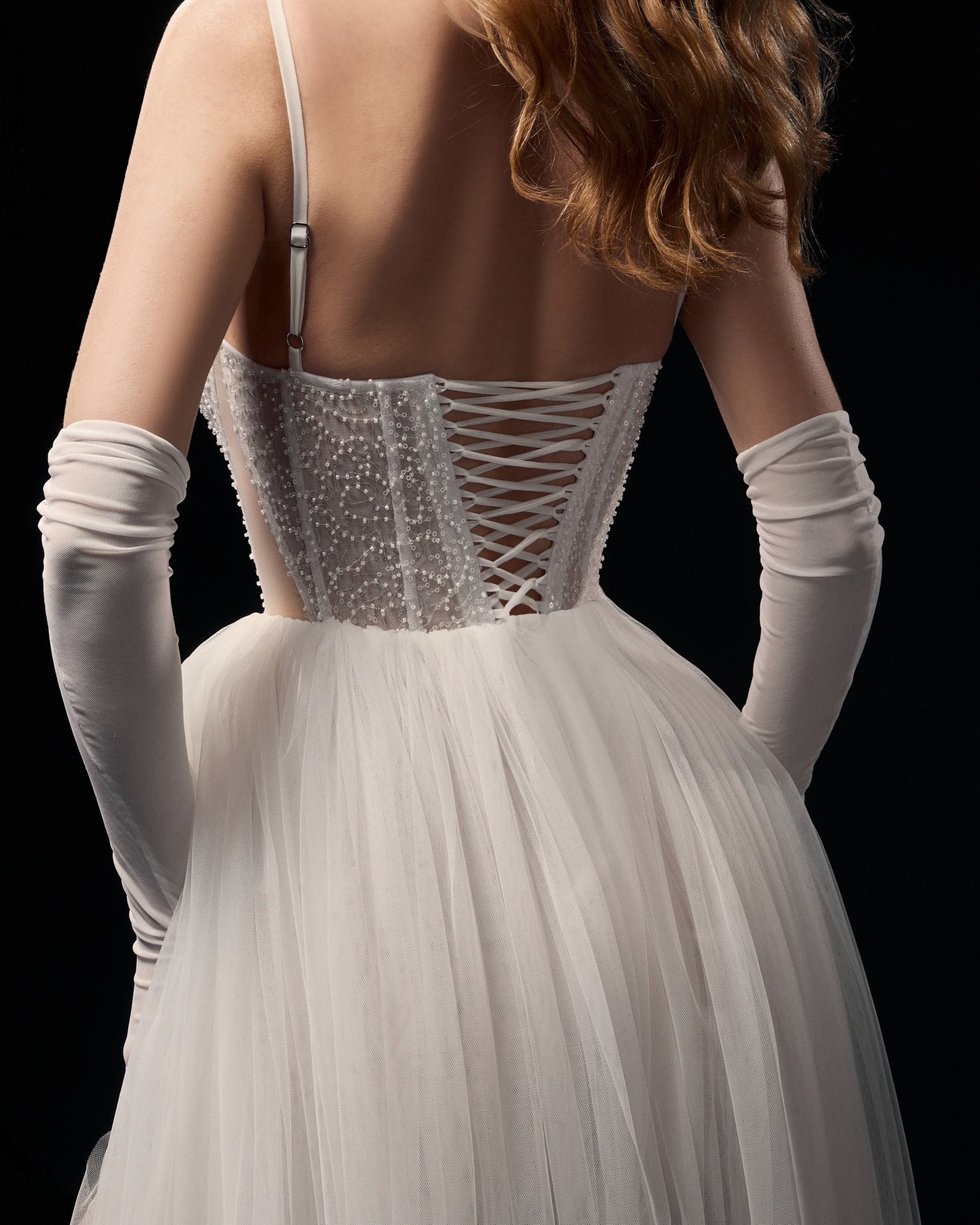 Tulle wedding dress, see-through wedding dress, alternative wedding gown, bohemian wedding dress, wedding separates, corset wedding dress