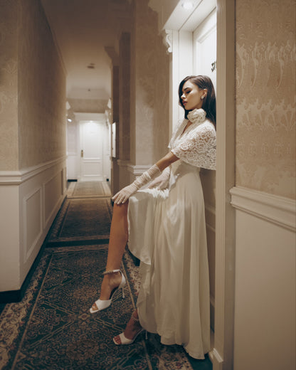Wedding dress,  simple wedding dress, white fit and flare long dress, modest wedding dress, casual wedding dress, bohemian wedding dress