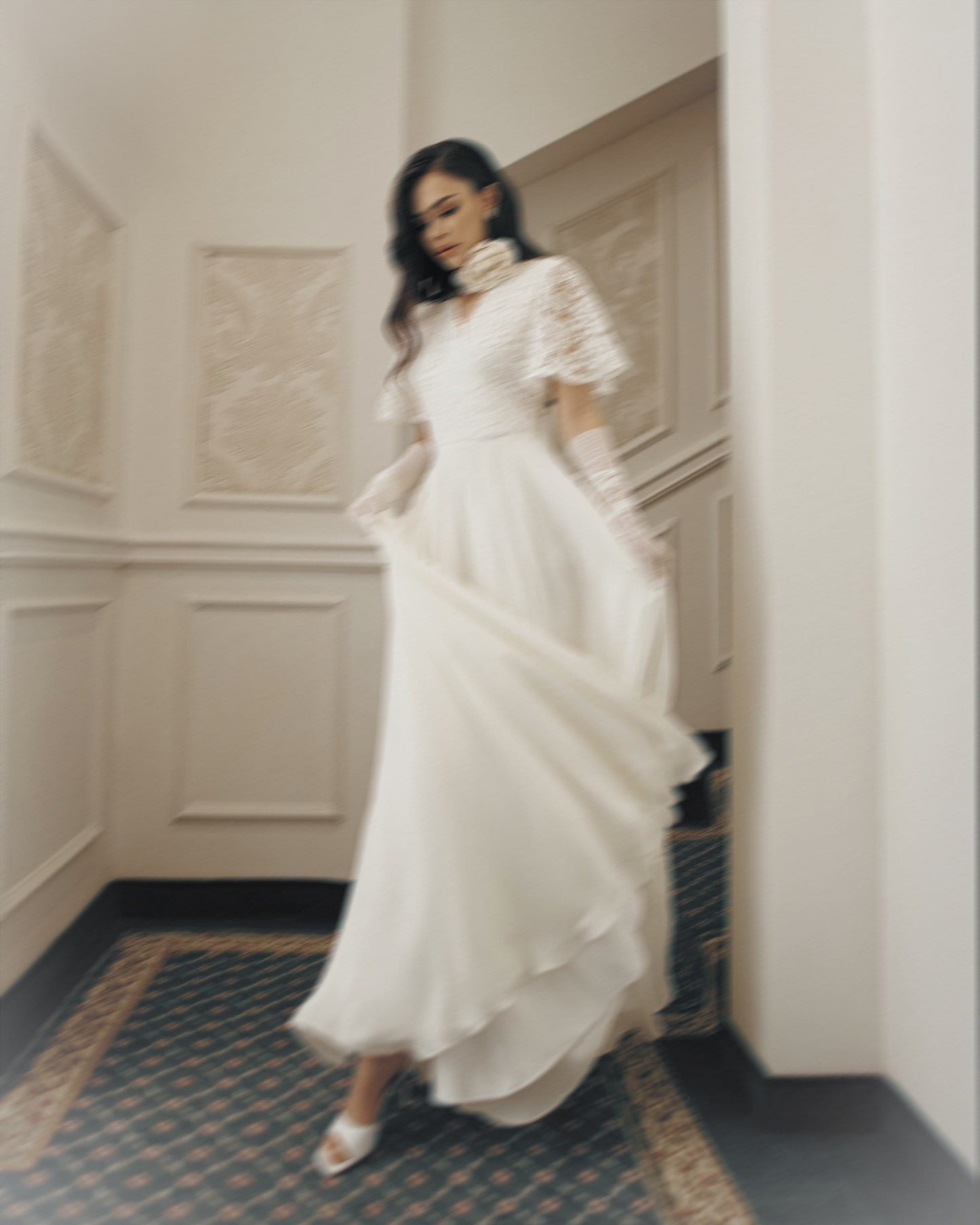 Wedding dress,  simple wedding dress, white fit and flare long dress, modest wedding dress, casual wedding dress, bohemian wedding dress